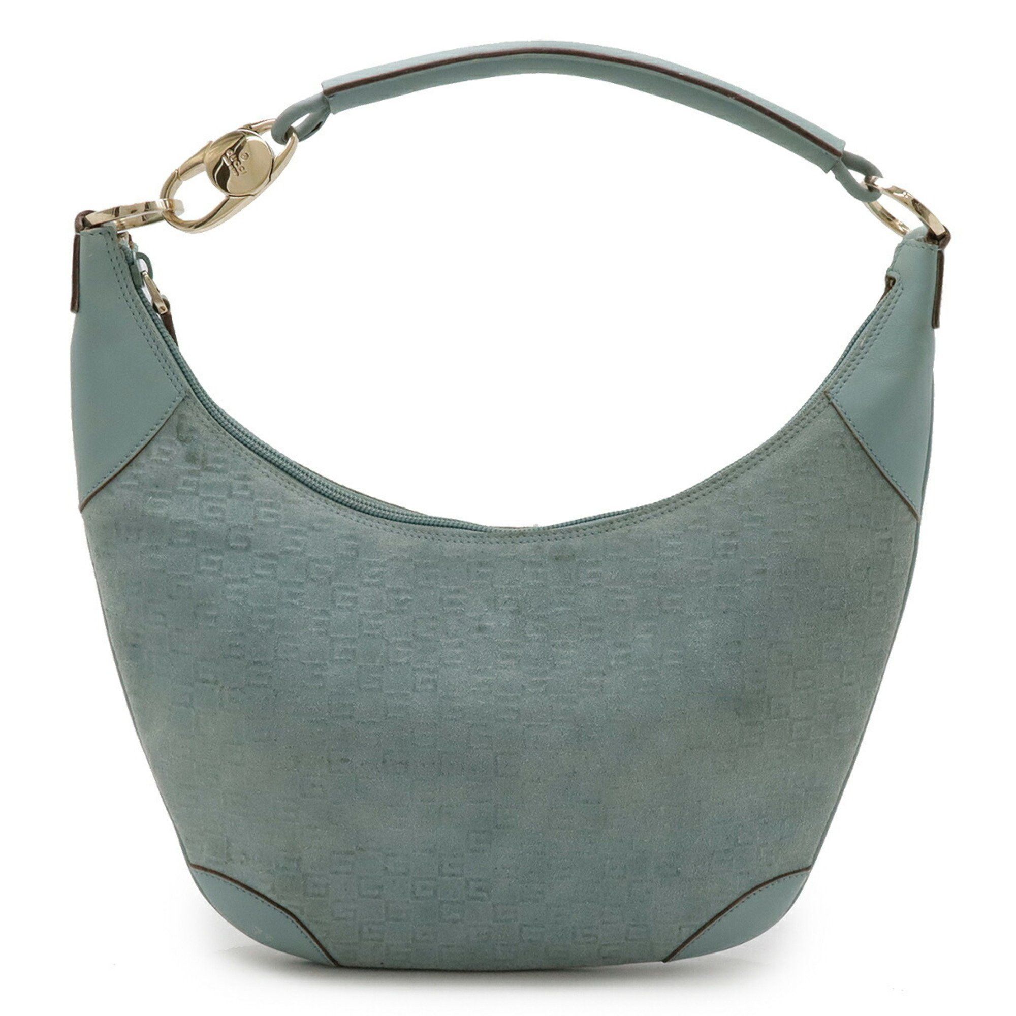 Gucci G Shoulder Bag Suede Leather Mint Blue 001.4158, Women's