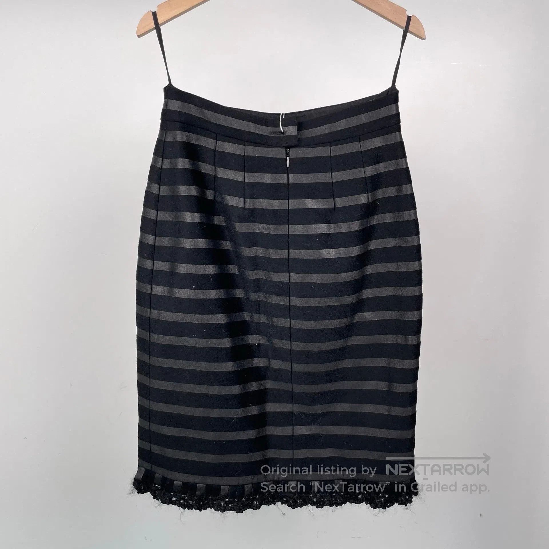 Chanel Chanel Black Striped Skirt| Size 37" - 2 Thumbnail