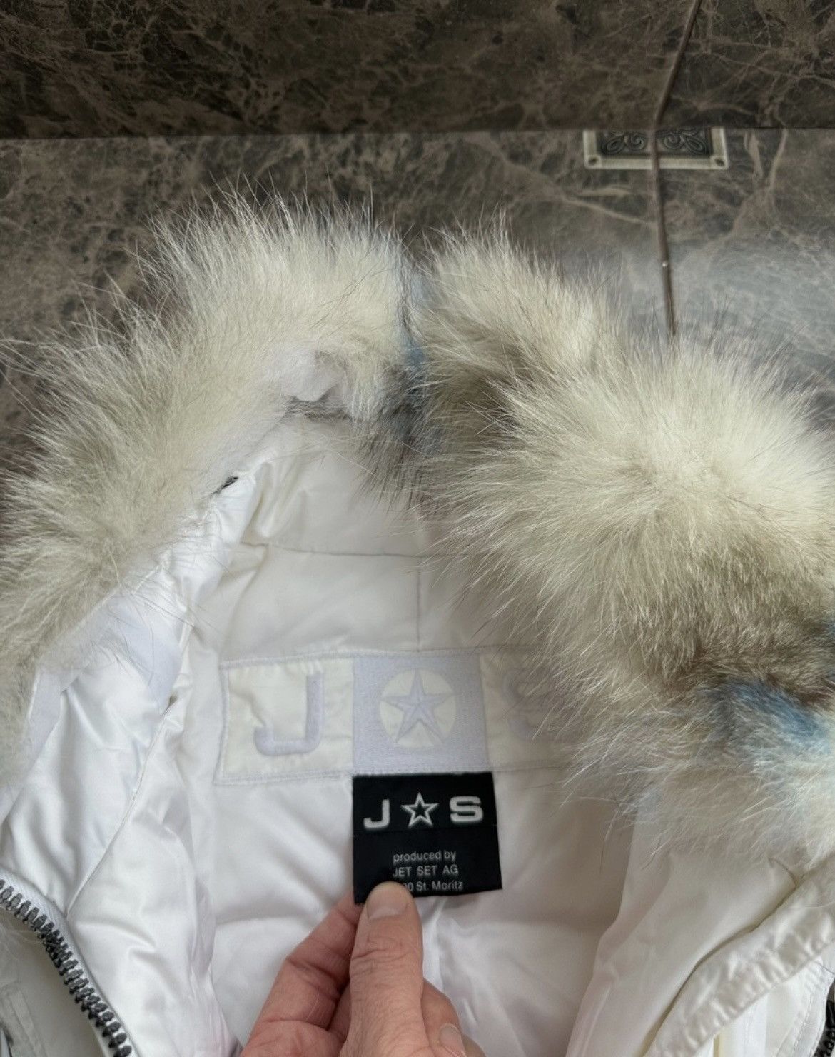 JET SET Jet Set St. Moritz Women’s White Down Ski Jacket Fur Hood Size M / US 6-8 / IT 42-44 - 6 Thumbnail
