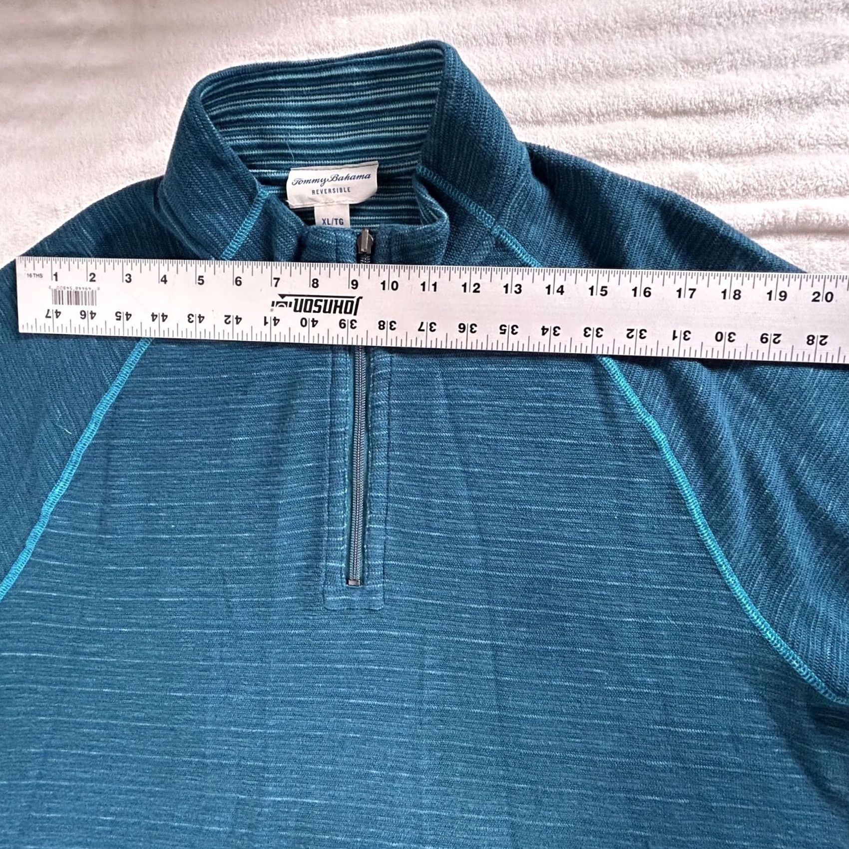 Tommy Bahama Tommy Bahama Mens Reversible 1/4 Zip Pullover Sweater XL Blue Stripe Cotton NWOT Size US XL / EU 56 / 4 - 5 Thumbnail