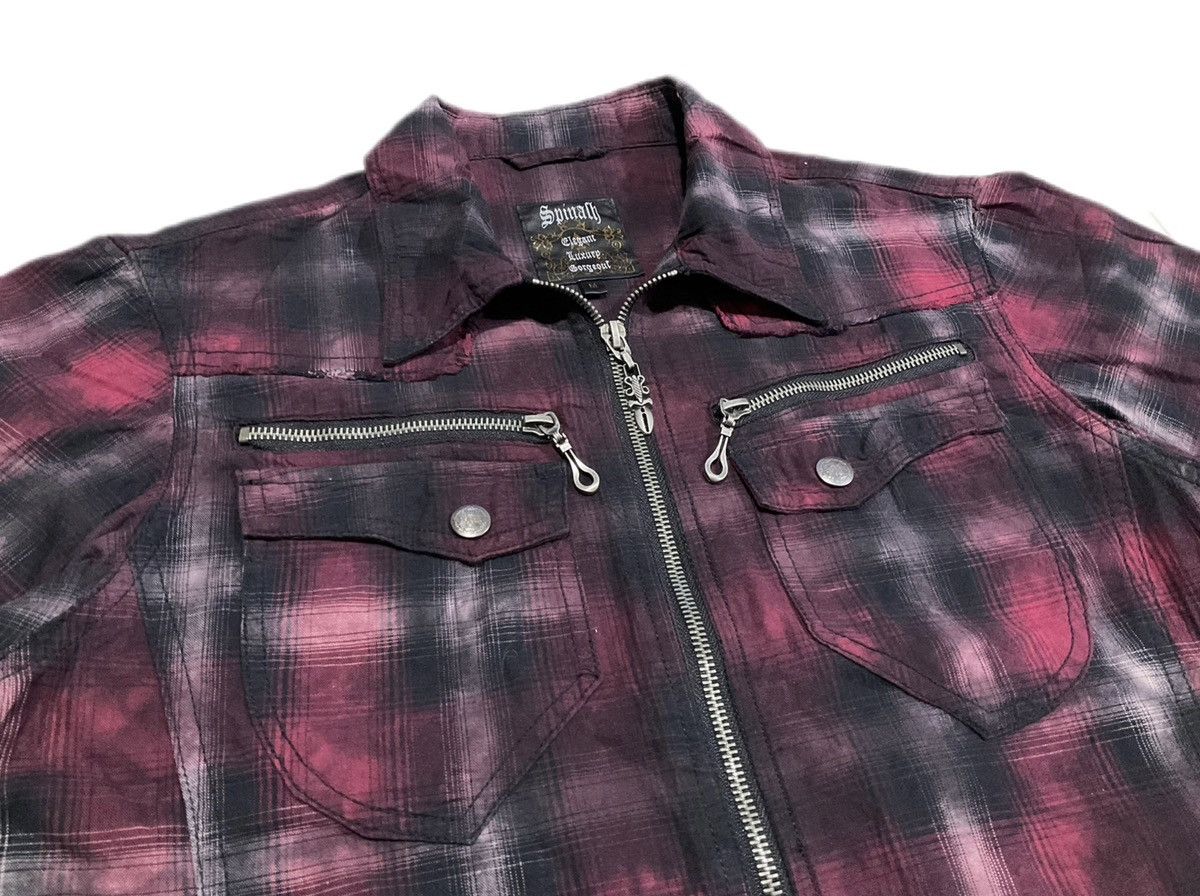 🔥Sick Y2K Spinalh Fray Flannel Dagger Zipper Shirt Goth Punk