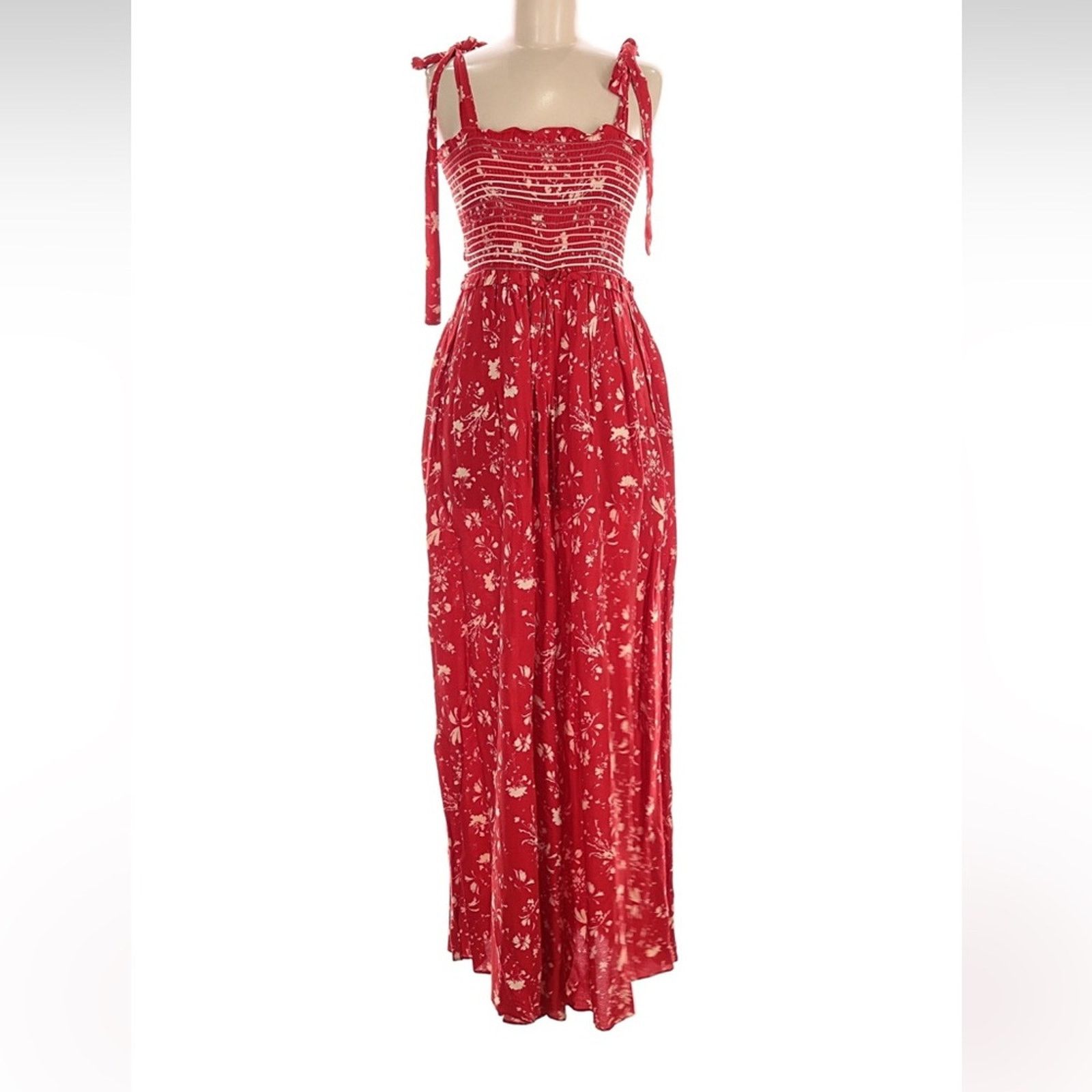 Free People Free People Red Floral Jumpsuit Size 36" / US 14 / IT 50 - 1 Thumbnail