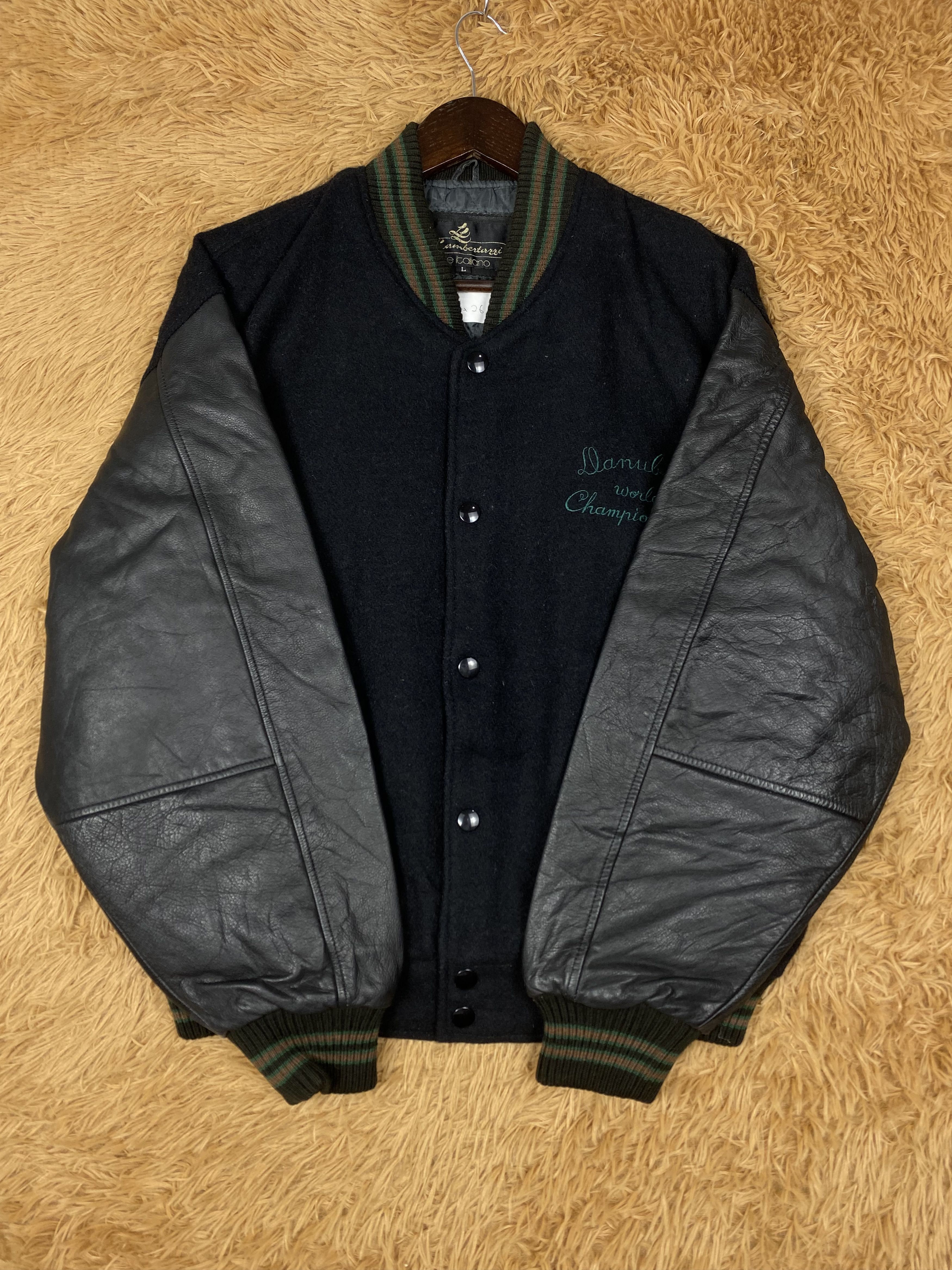 Vintage Vintage Official Rugby Leather Sleeve Varsity Jacket DJ0258 Size US L / EU 52-54 / 3 - 6 Thumbnail