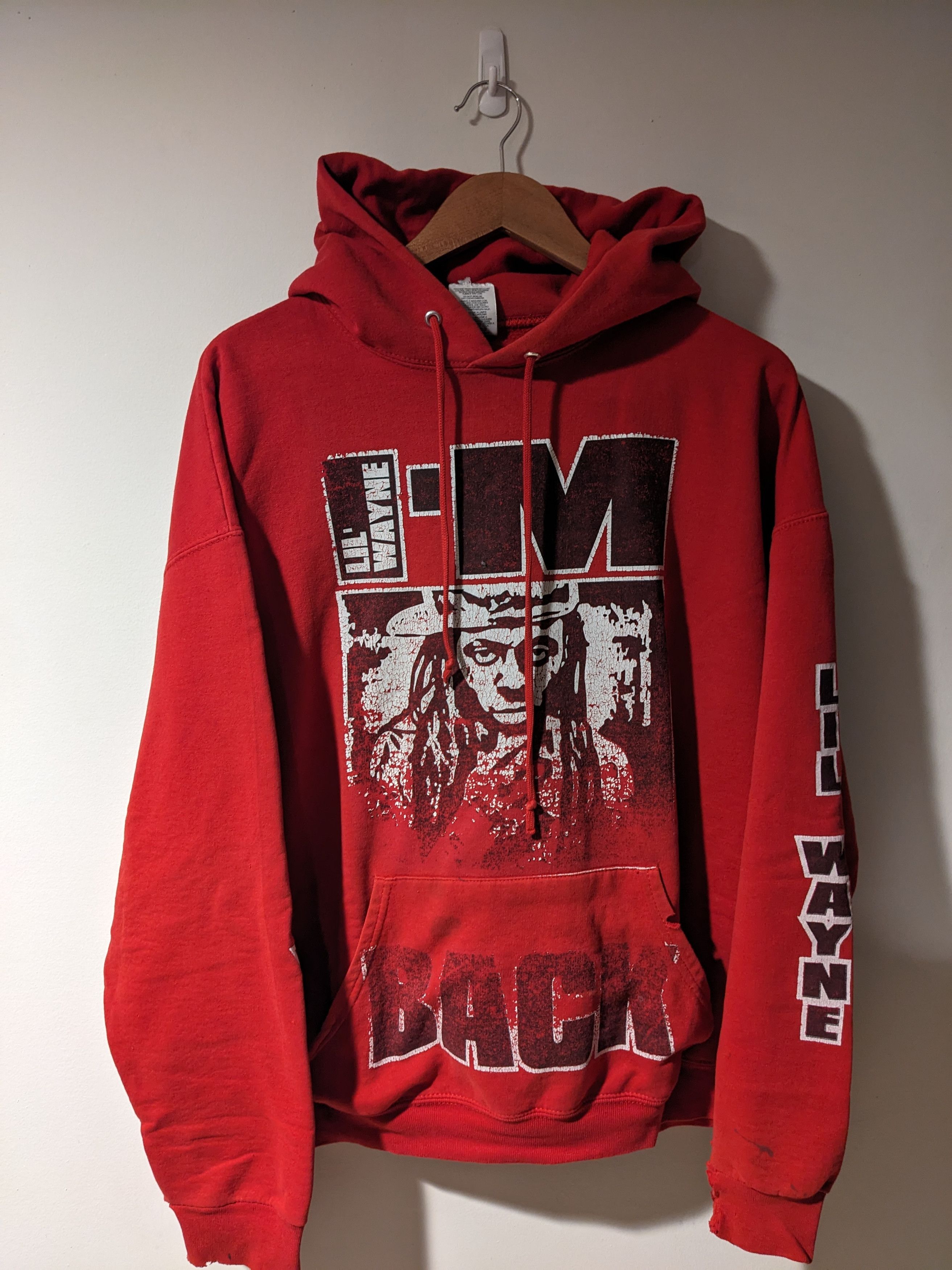 Lil Wayne × Vintage Vintage Y2K Lil Wayne Weezy Rap Music Red X-Large Hoodie Size US XL / EU 56 / 4 - 1 Thumbnail