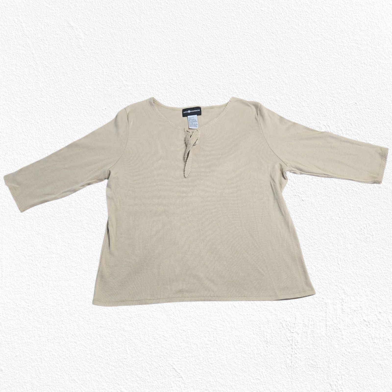 Other Y2K Sag Harbor Beige 3/4 Sleeve Knit Top Size Large Size L / US 10 / IT 46 - 9 Thumbnail