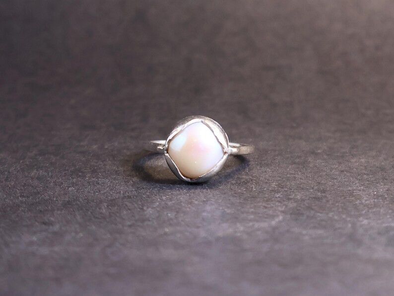 Handmade Pearl Ring, Sterling Silver Promise Ring, Handmade Jewelry Size ONE SIZE - 2 Thumbnail