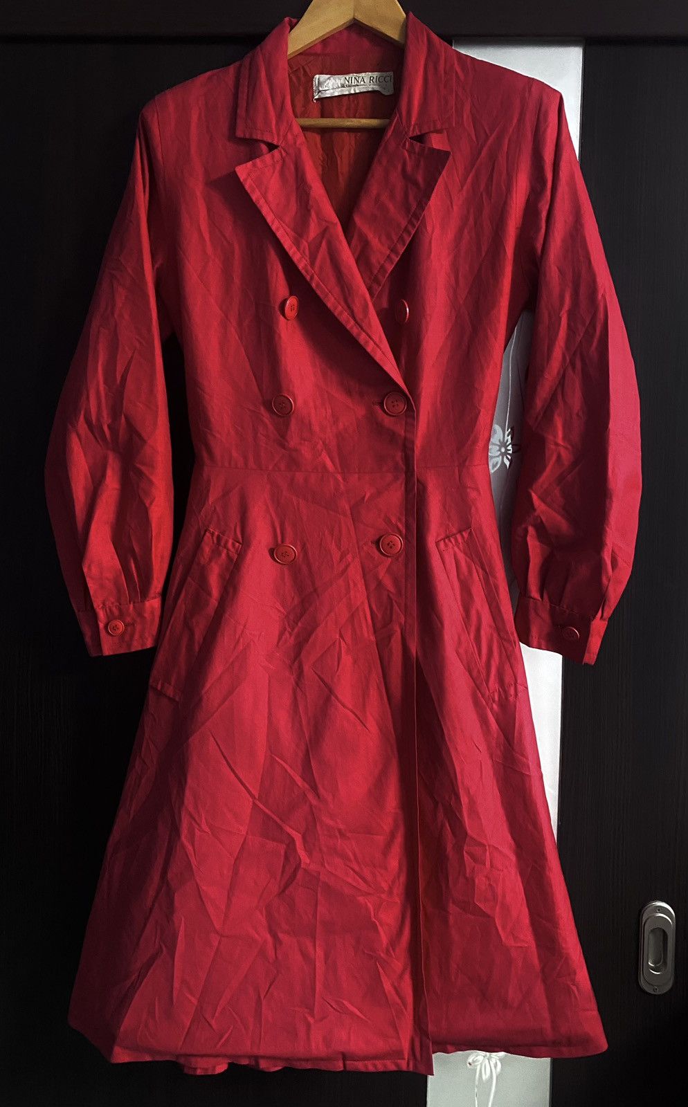 Nina Ricci 70-80’s Nina Ricci Boutique Archival Red Trench Coat Jacket Size S / US 4 / IT 40 - 3 Thumbnail