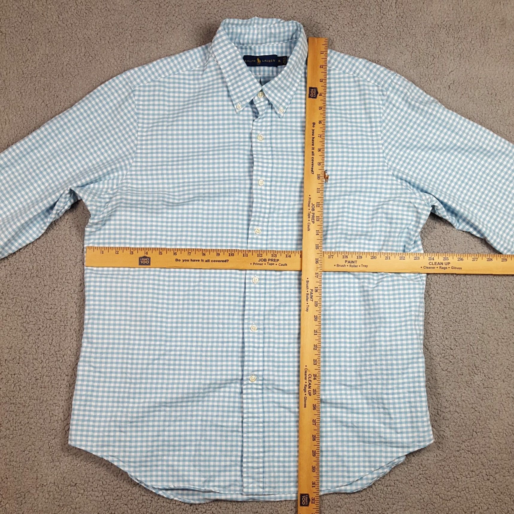 Ralph Lauren VINTAGE Ralph Lauren Blue Plaid Button-Up Dress Shirt XL Long Sleeve Collared Preppy Mens 90s Size 46R - 6 Thumbnail