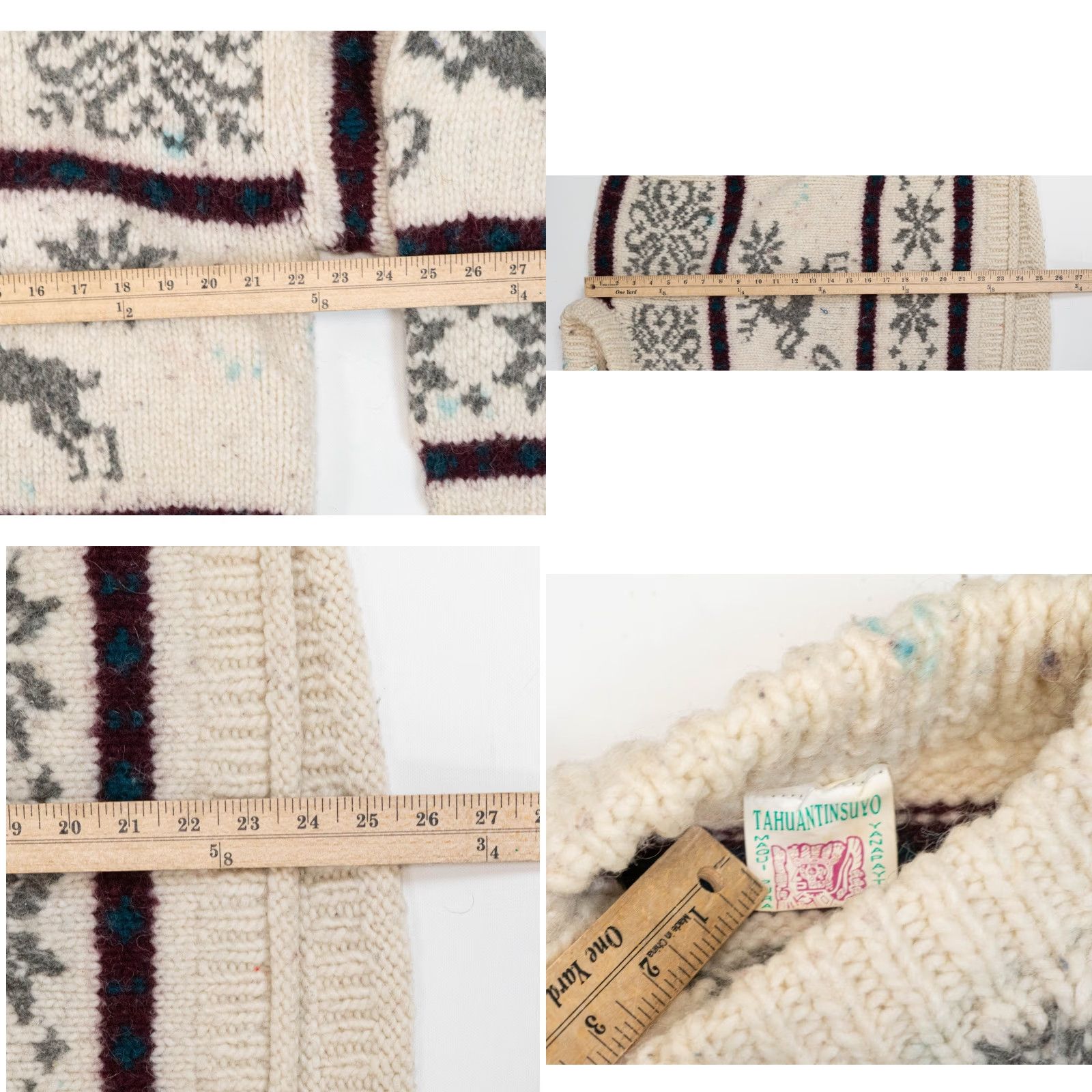 Vintage VINTAGE True Vintage Handknit 60s Cowichan Nordic Wool Sweater M Reindeer Heritage Ivory Size M / US 6-8 / IT 42-44 - 9 Thumbnail