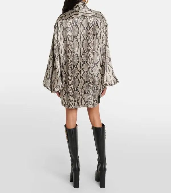 Balmain o1s1wg110825 Snake Print Silk Blouse in Grey Size L / US 10 / IT 46 - 3 Thumbnail