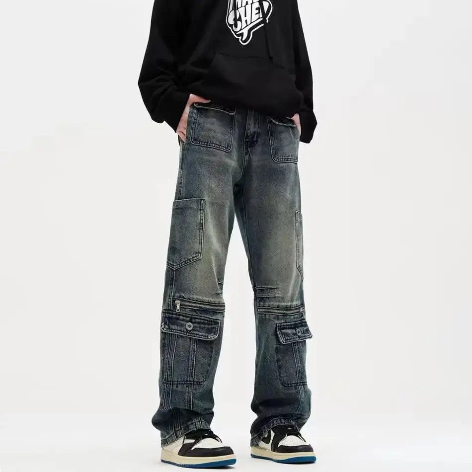 Japanese Brand Retro washed casual pocket straight leg jeans Size US 32 / EU 48 - 1 Thumbnail