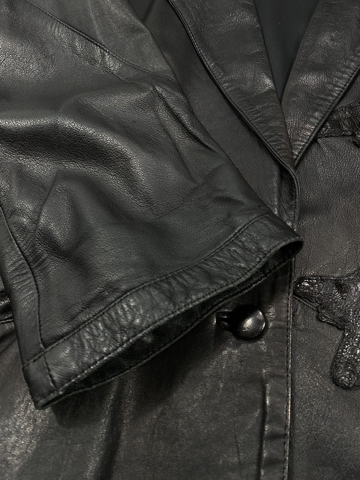 Vintage LASTDROP🔥 Vintage 80s 90s Oversized Leather Crocodile Jacket Size XXL / US 16-18 / IT 52-54 - 17 Thumbnail