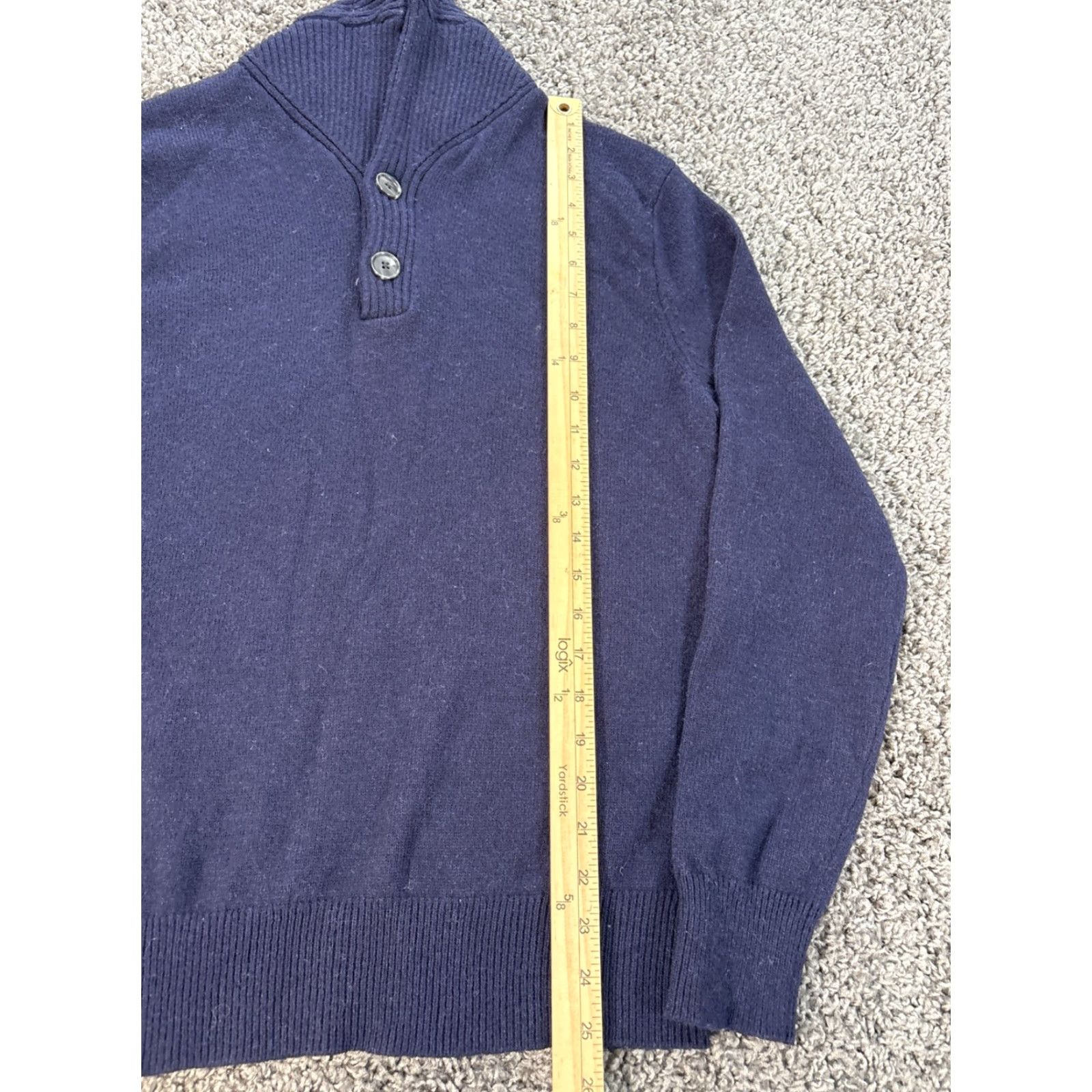 J.Crew J.Crew Sweater Mens M Blue 100% Lambswool Button Shawl Collar Pullover Knit Ribbed Seasonal Golf Hiking Walking Leisure Mens Size US M / EU 48-50 / 2 - 2 Thumbnail