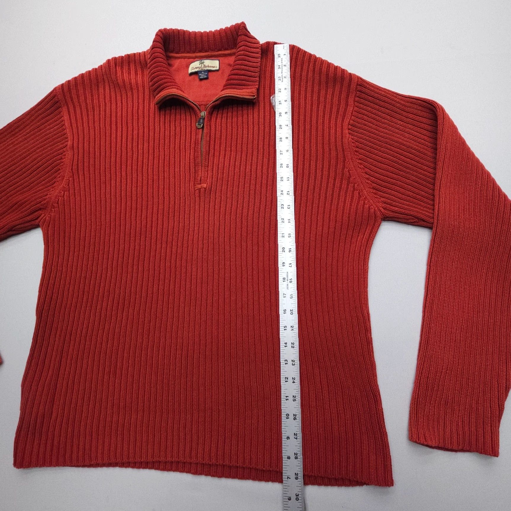 Tommy Bahama Tommy Bahama Sweater XL Red 1/4 Zip Heavyweight Mock Neck Knit Pullover Mens Size US XL / EU 56 / 4 - 5 Thumbnail