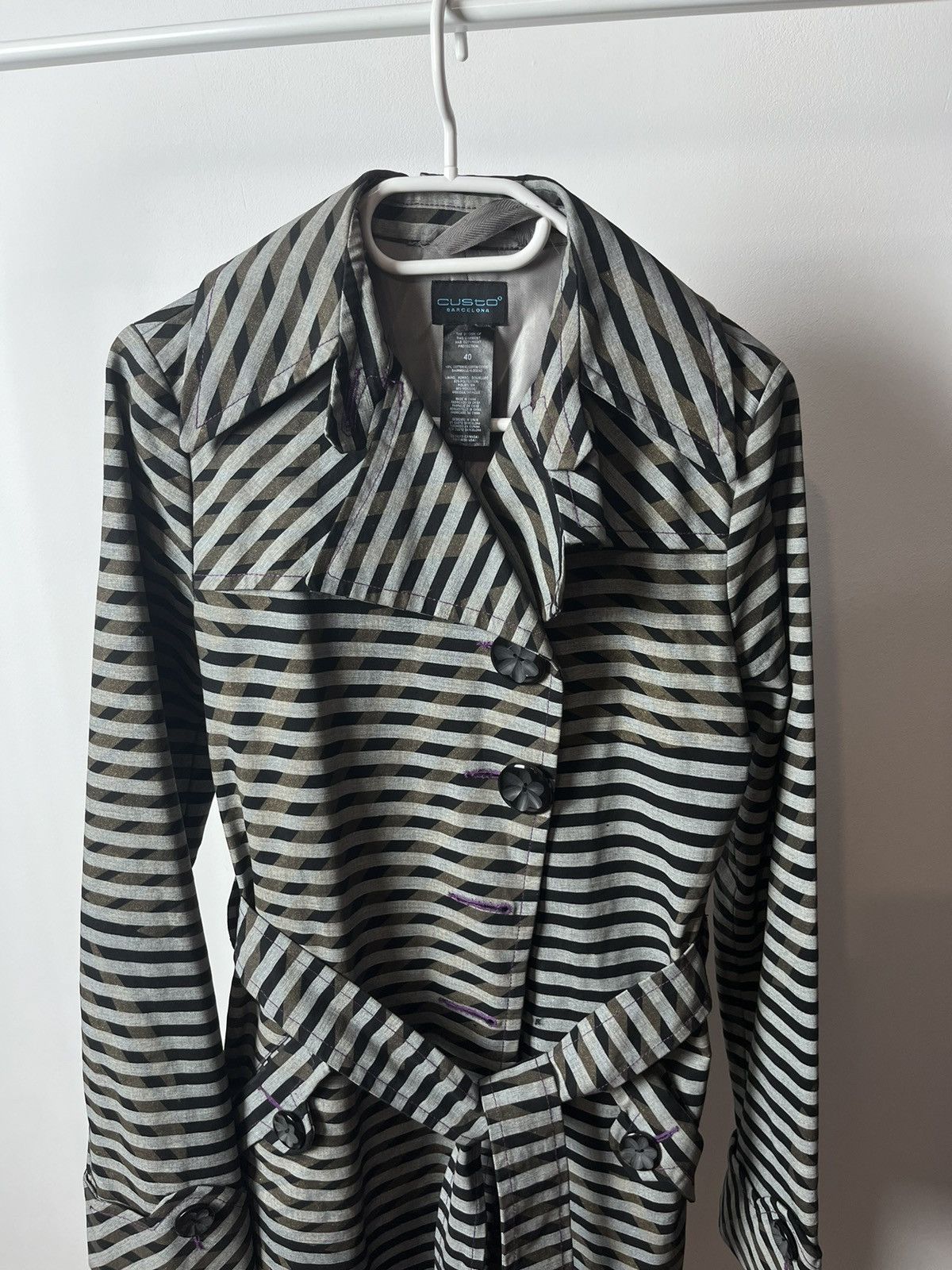 Custo Barcelona Custo Barcelona Stripped Trench Coat Jacket Size S / US 4 / IT 40 - 2 Thumbnail
