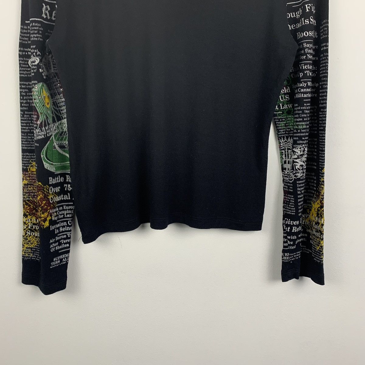 John Galliano Gazette News Paper Long Sleeve T-Shirt Black
