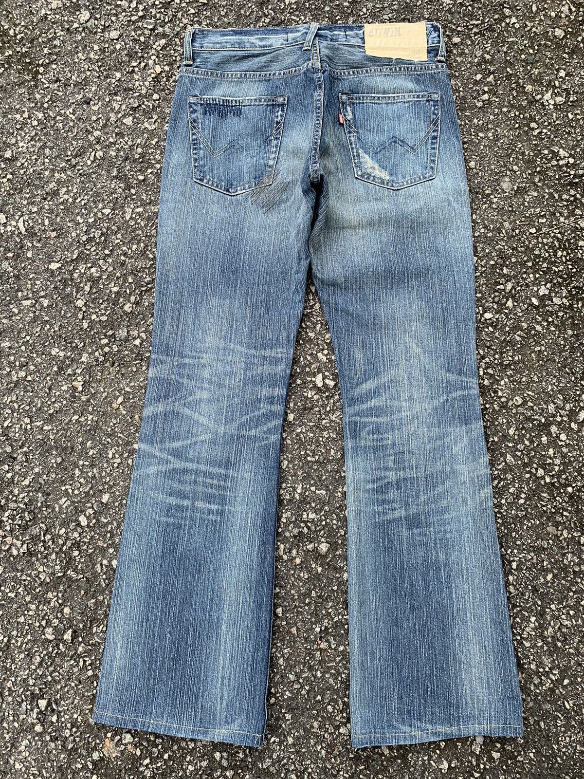 Edwin FLARE💥 EDWIN XV PUNK FADED RUSTY JAPANESE DISTRESSED DENIM🎌☠️ Size US 30 / EU 46 - 3 Thumbnail