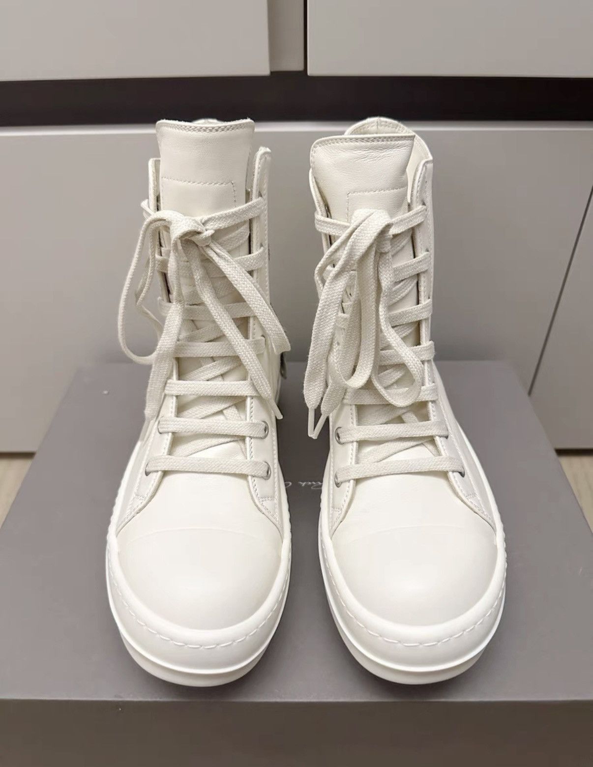 Rick Owens Rick Owens DRKSHDW Milk White High-Top Size US 7 / IT 37 - 2 Thumbnail
