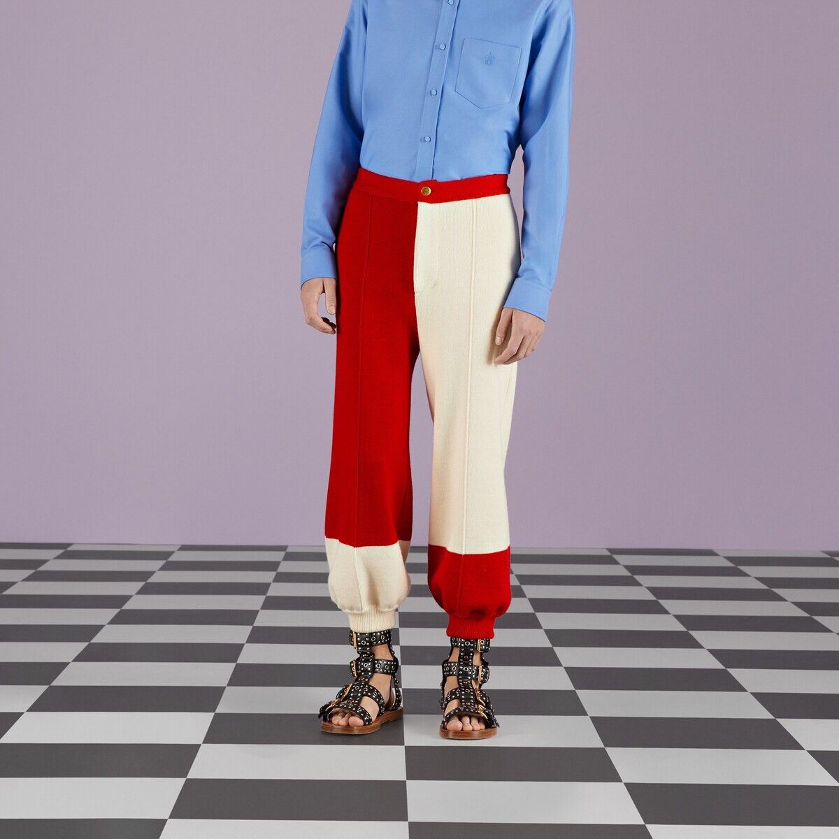 Gucci o1s1wg111025 Wool Stitch Knit Pant in Red/Ivory Size US 34 / EU 50 - 5 Thumbnail
