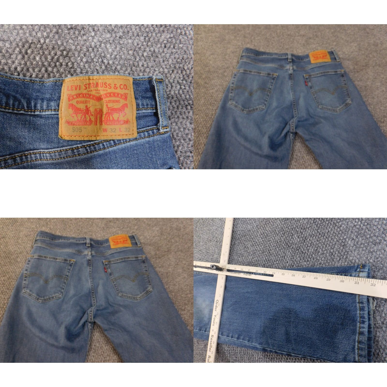 Levi's Levi's 505 Jeans Mens 32x32 Blue Med Wash Denim Classic Western Retro Straight Pockets Zipper 32 Regular Mens Size US 32 / EU 48 - 8 Thumbnail