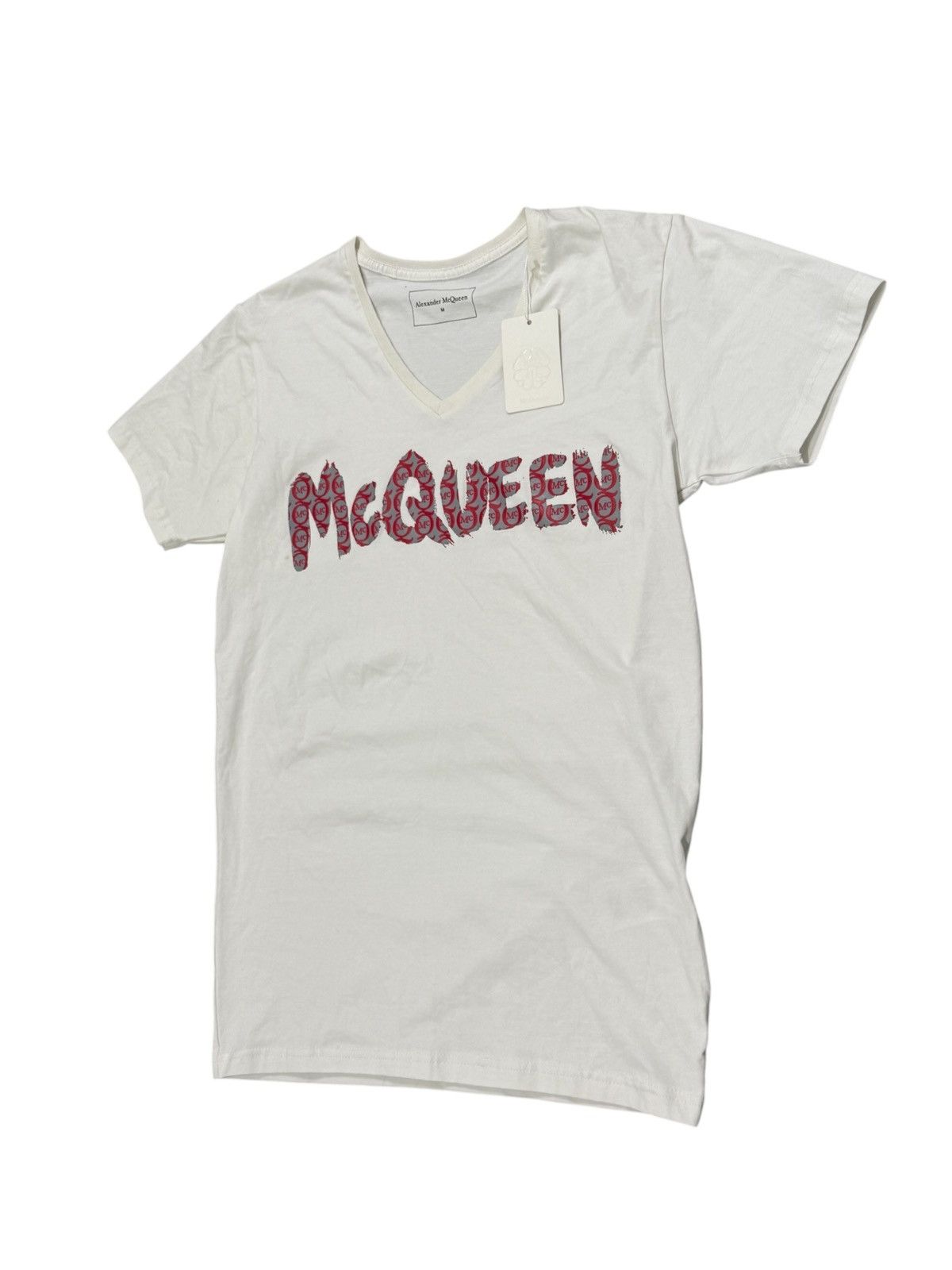 Alexander McQueen Alexander Mcqueen v neck logo t Size US M / EU 48-50 / 2 - 2 Thumbnail