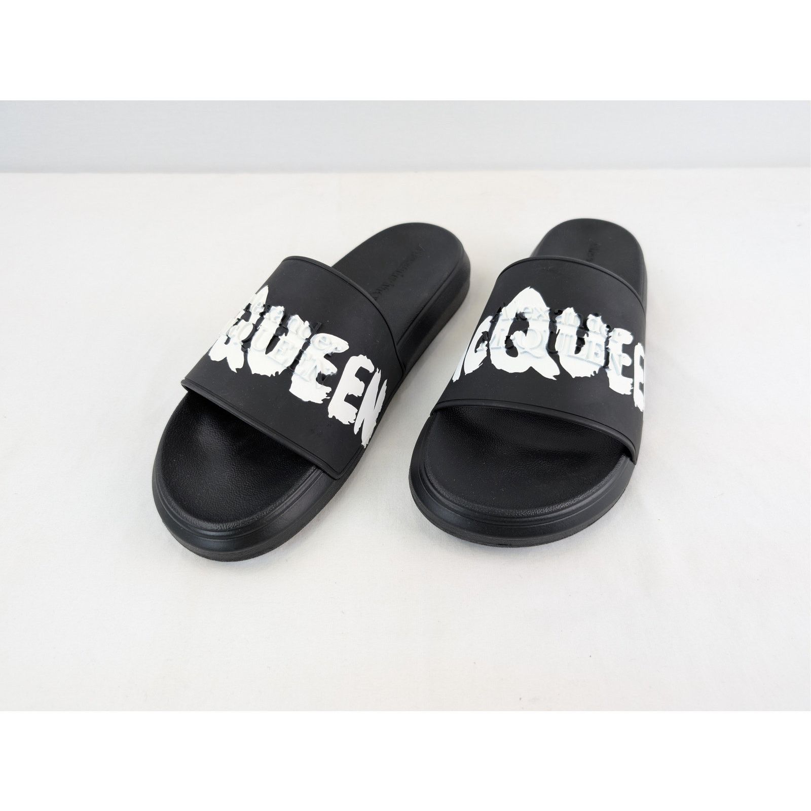 Alexander McQueen o1rshd1 Sandal Rubber Slider Logo Slippers in Black 45 Size US 12 / EU 45 - 8 Thumbnail