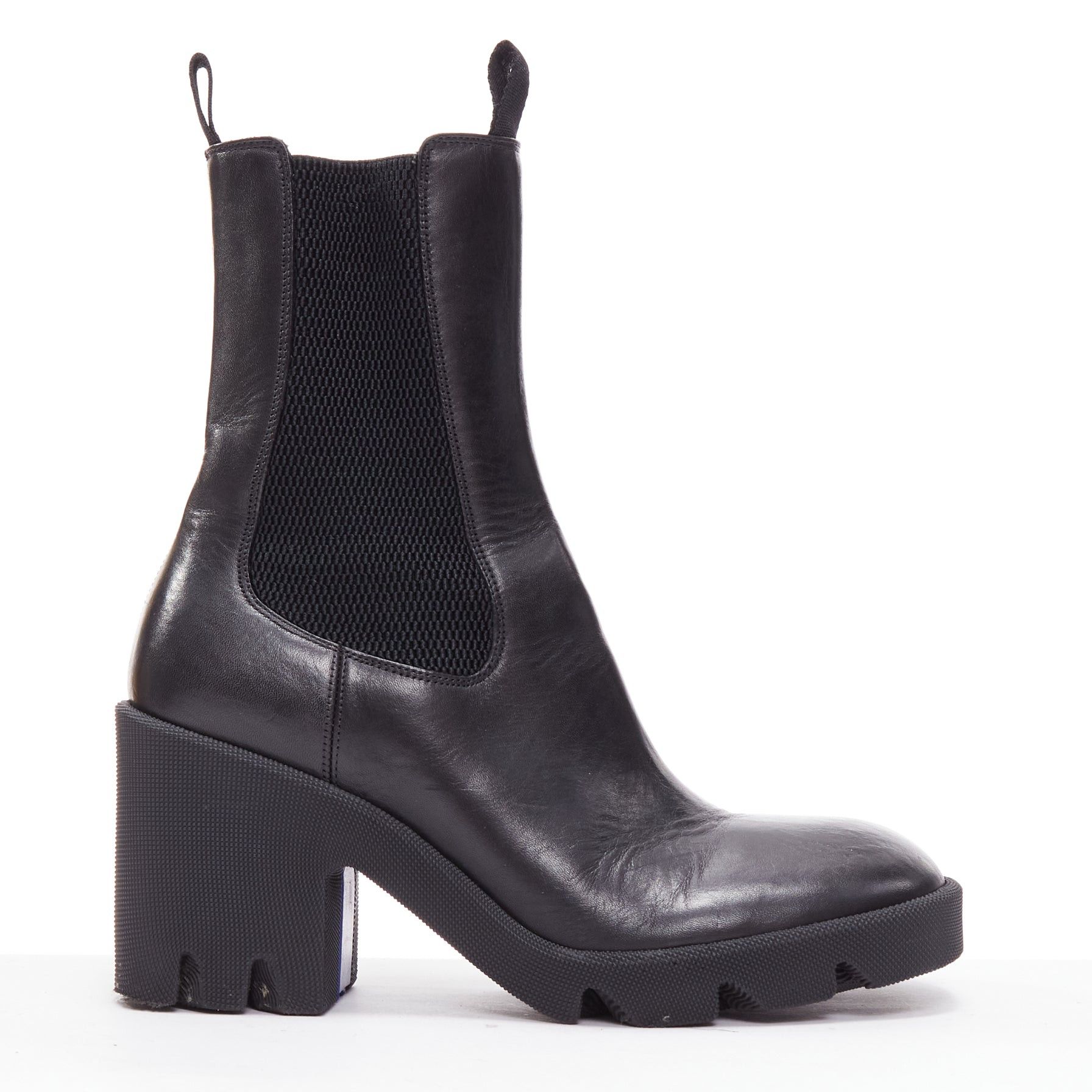 Burberry BURBERRY Daniel Lee Stride 85 black leather chunky heel boots EU39 Size US 9 / IT 39 - 1 Thumbnail