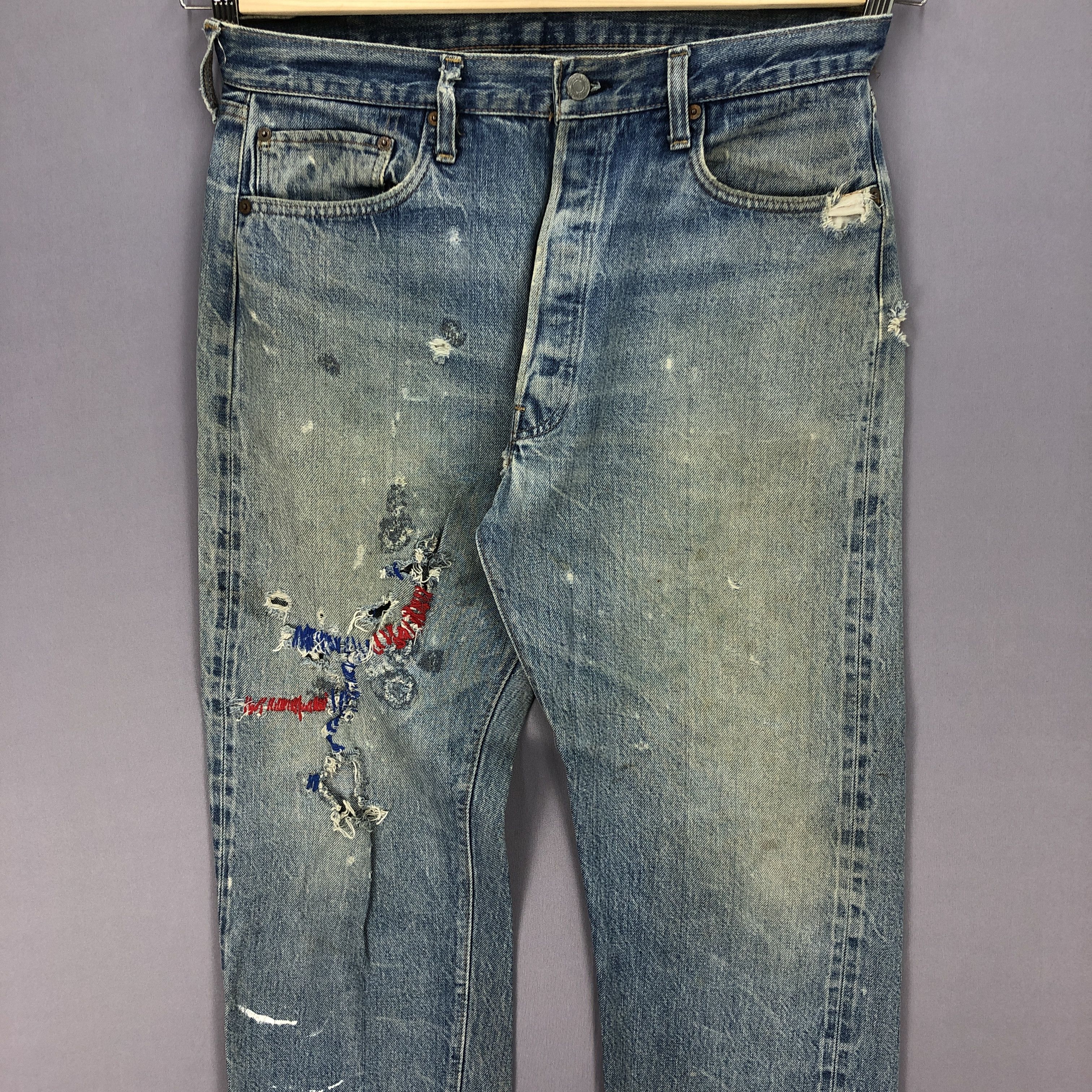 Levi's Vintage Levis 501 Selvedge Button #6 Distressed Jeans Denim Size US 34 / EU 50 - 5 Thumbnail