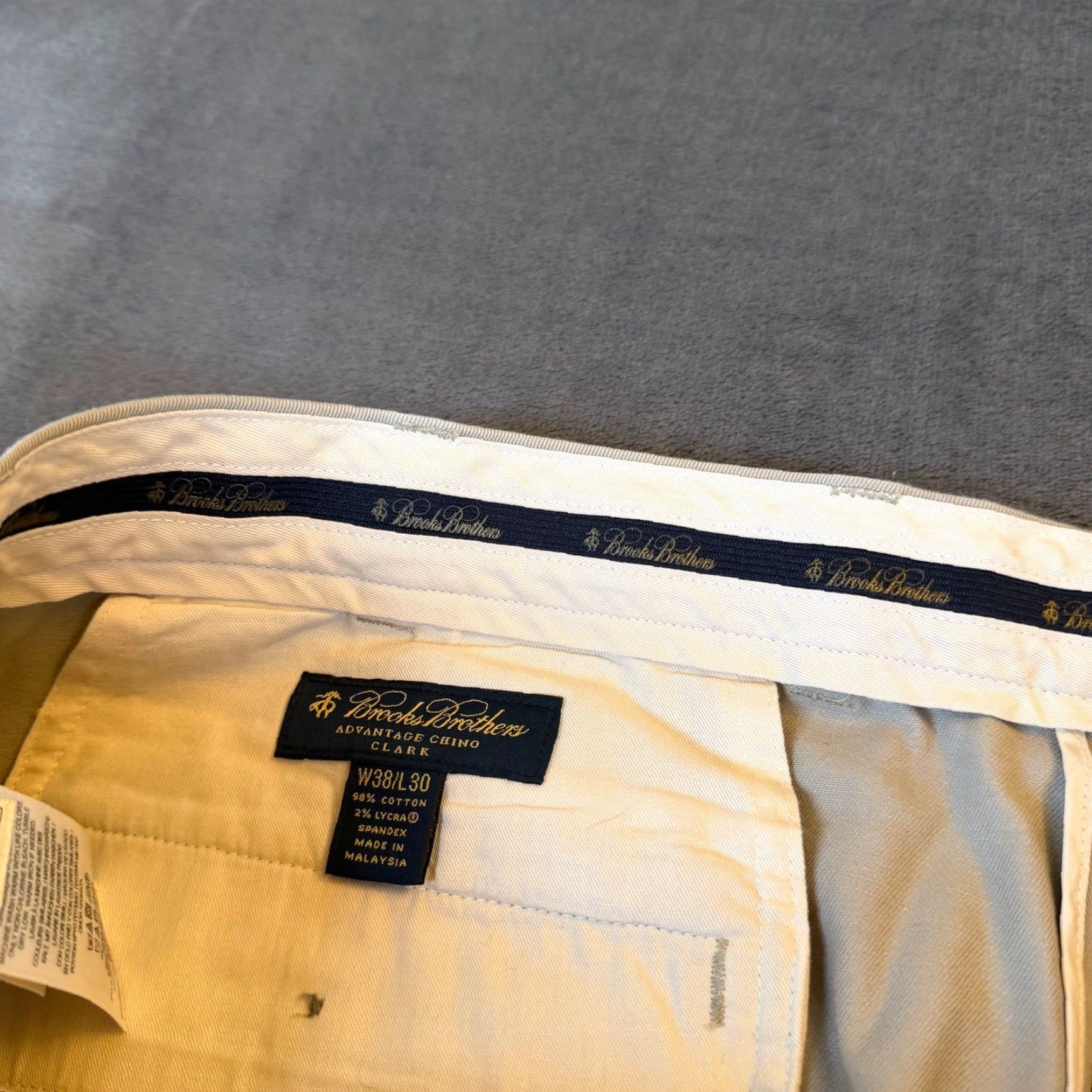 Brooks Brothers Brooks Brothers Advantage Chino Clark Mens 38x30 Gray Cotton Stretch Pants Size US 38 / EU 54 - 3 Thumbnail