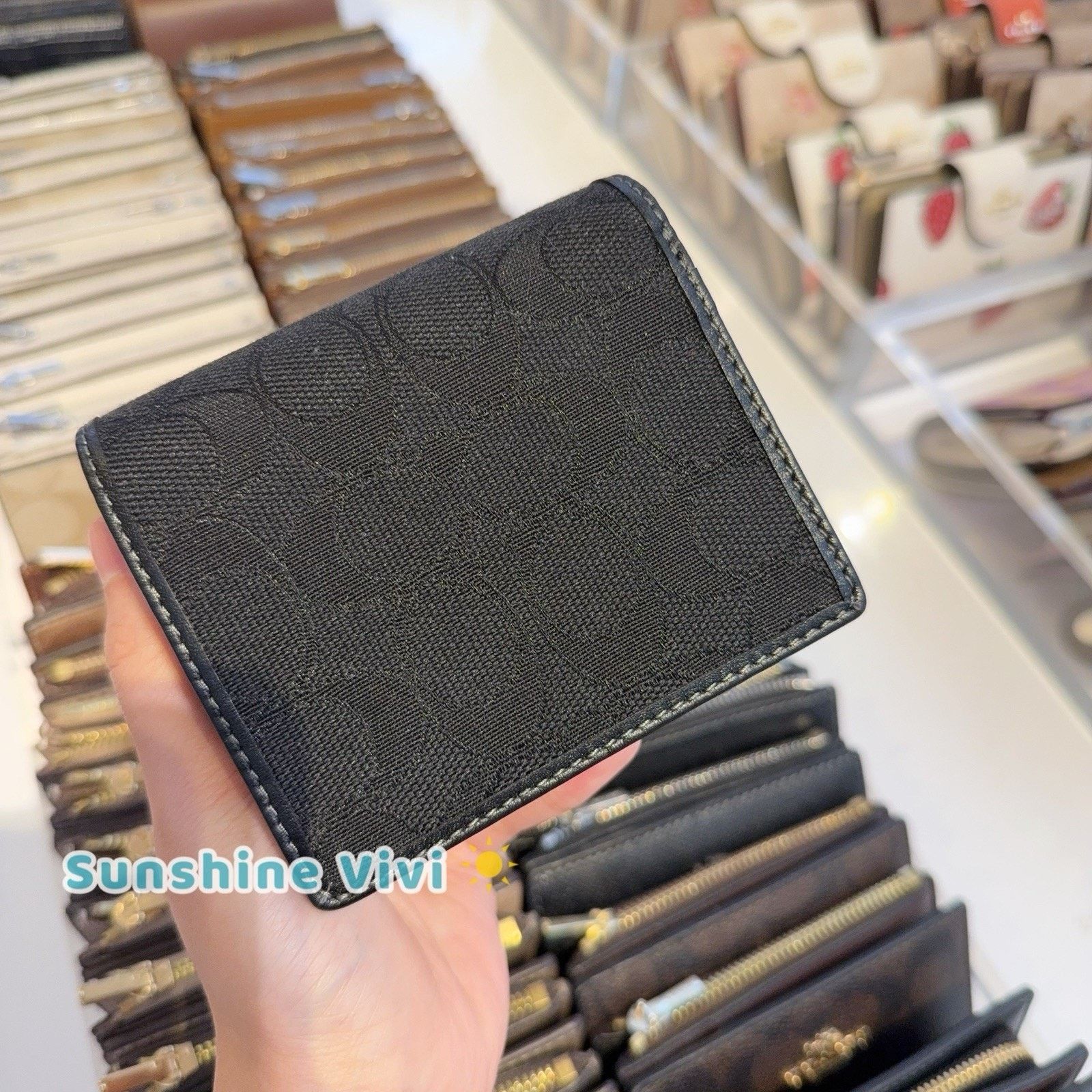 Coach NWT Coach CU401 Jacquard Signature Snap Wallet Silver/Black Size ONE SIZE - 3 Thumbnail