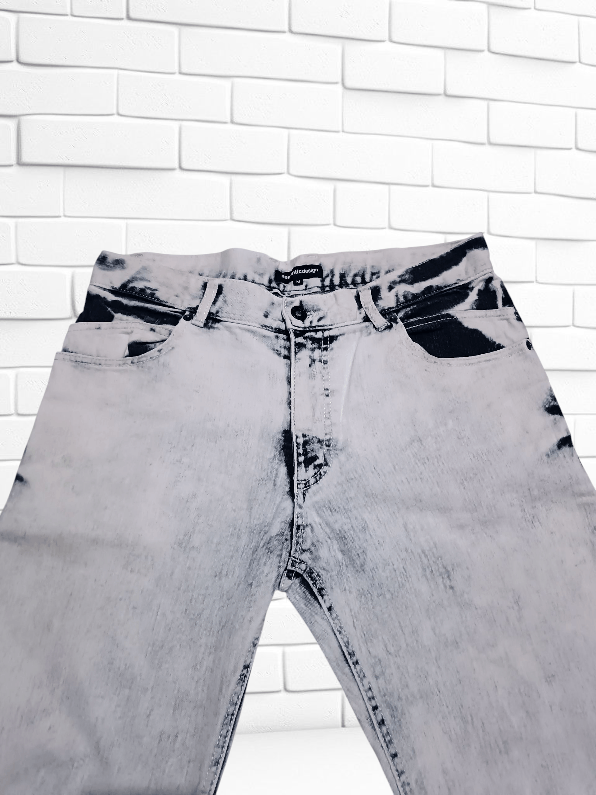 semanticdesign Sematic Design Slim Fit Stretch Acid Wash Denim Banana Pant Size US 31 - 2 Thumbnail