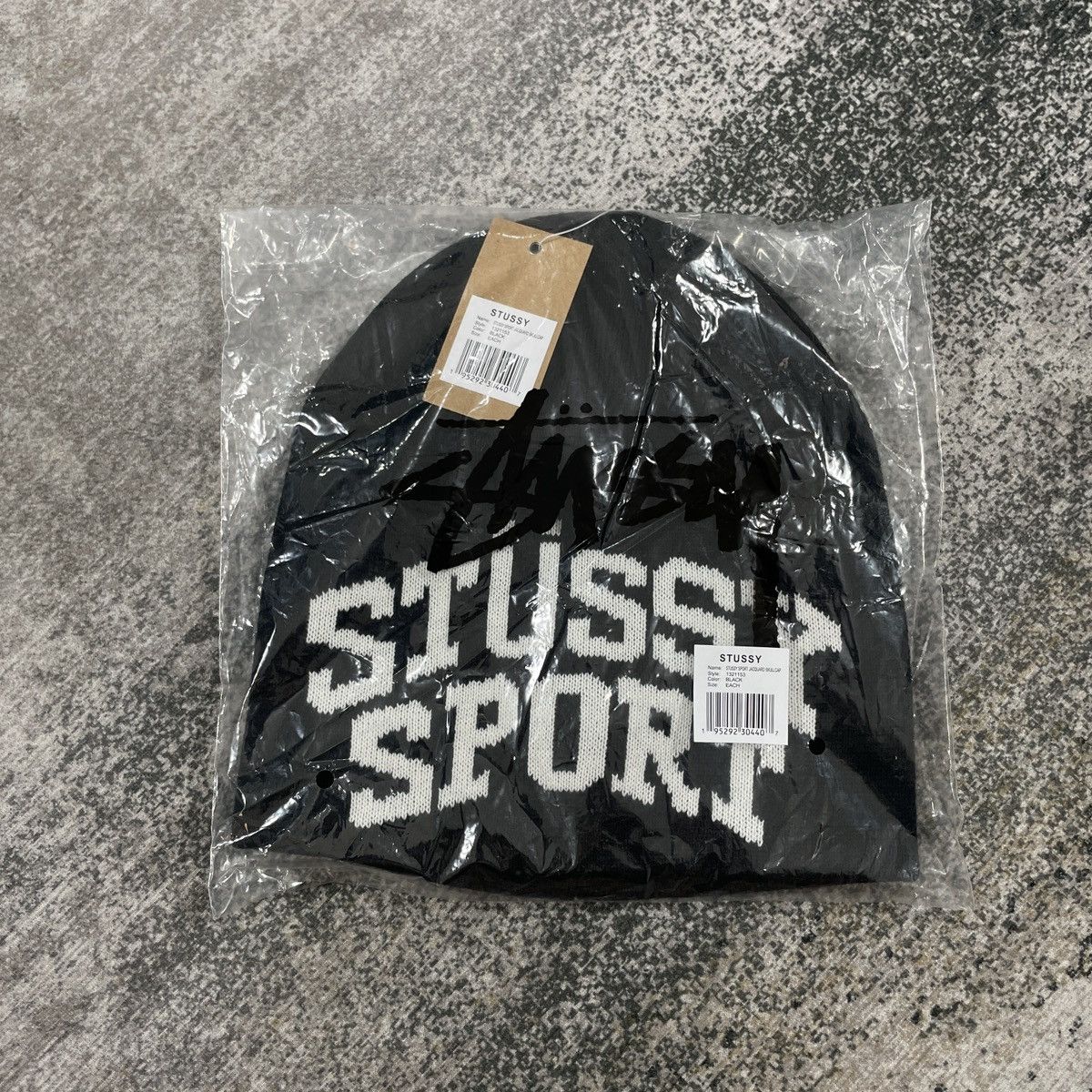 Streetwear × Stussy STUSSY SPORT JAQUARD BEANIE BLACK | Grailed