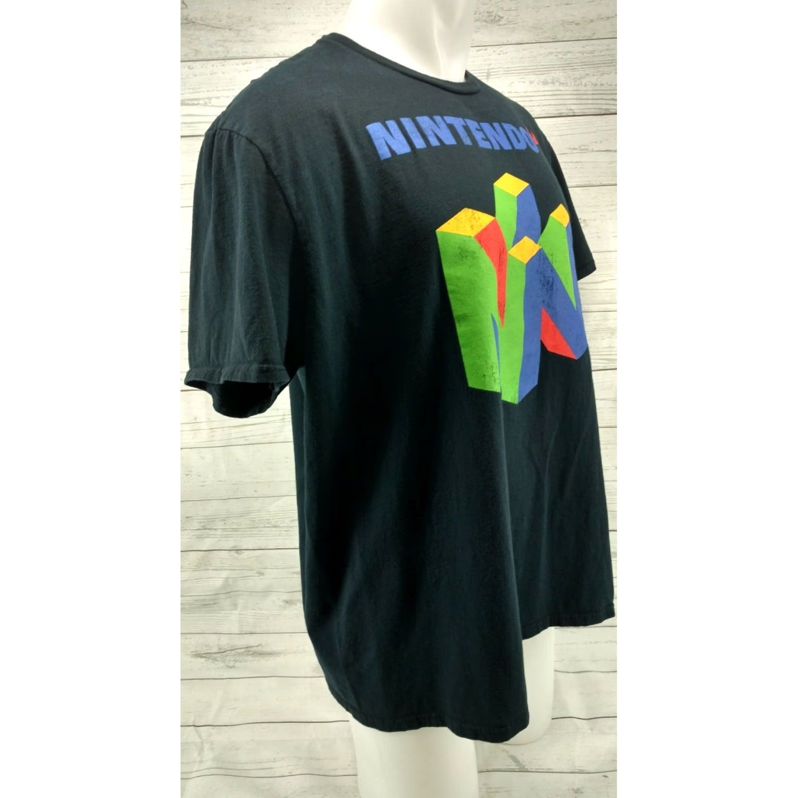 Nintendo NINTENDO 64 T-Shirt Black Distressed Cracked Logo XL Mens Short Sleeve Crew Neck 100% Cotton Vintage: No Size US XL / EU 56 / 4 - 6 Thumbnail