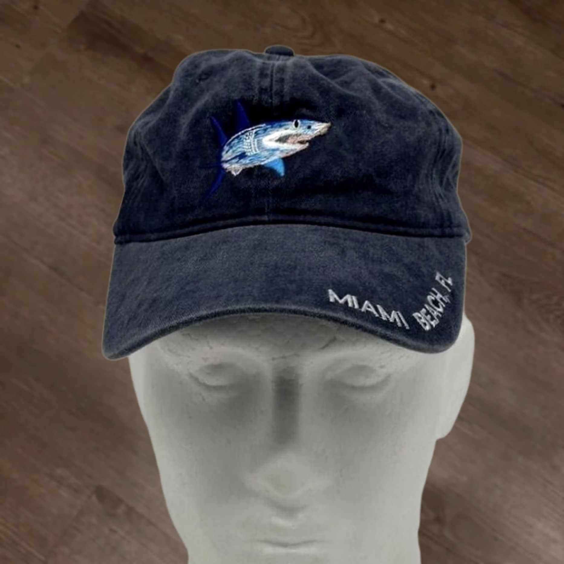 Vintage Blue Hook And Loop Golf Cap Women Adjustable Miami Beach Florida Free Style Size ONE SIZE - 1 Thumbnail