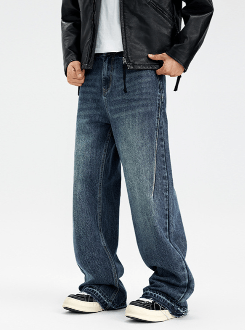 Japanese Brand × Jean American retro raw edge straight cleanfit high street jeans Size US 34 / EU 50 - 3 Thumbnail