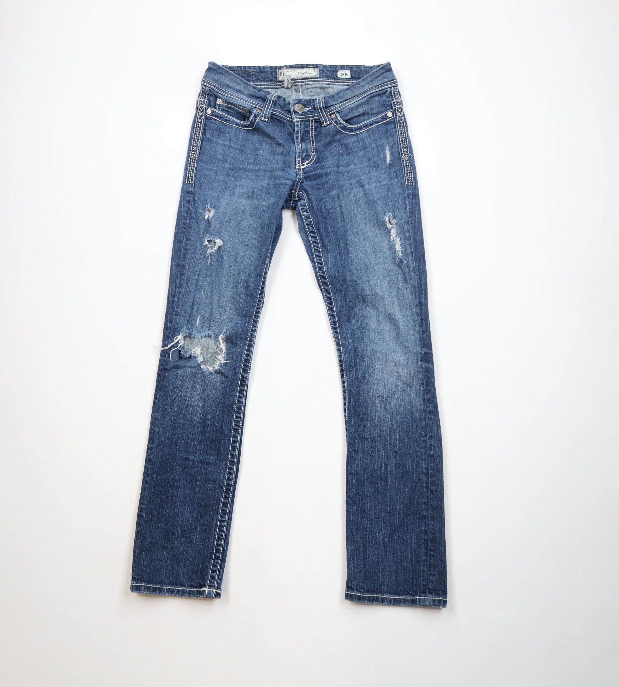 Vintage Buckle BKE Thick Stitch Stretch Payton Straight Leg Jeans Size 28" / US 6 / IT 42 - 1 Thumbnail