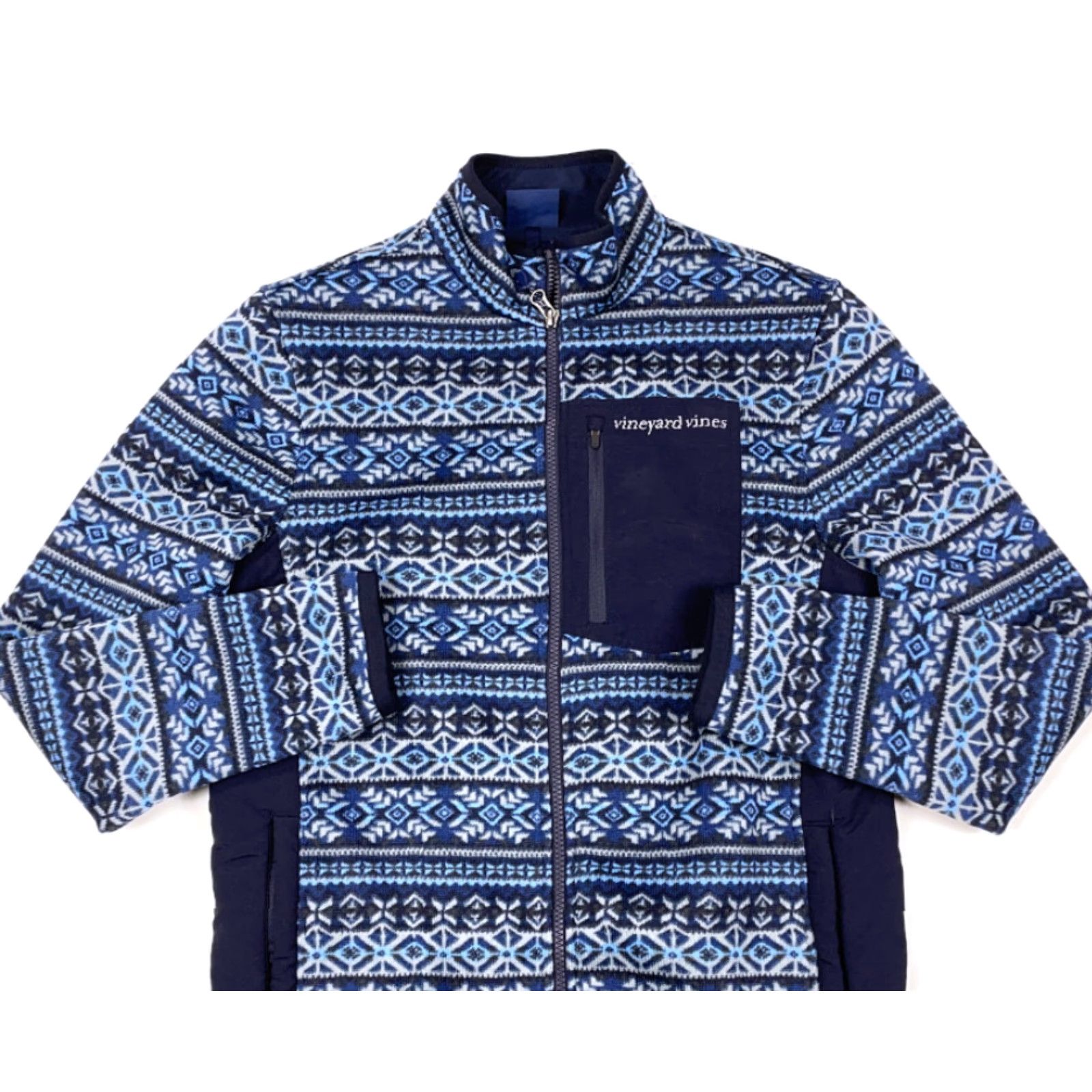 Vineyard Vines Vineyard Vines Fair Isle Blue Full Zip Fleece Jacket Women's XS Geometric Ski Size XS / US 0-2 / IT 36-38 - 3 Thumbnail
