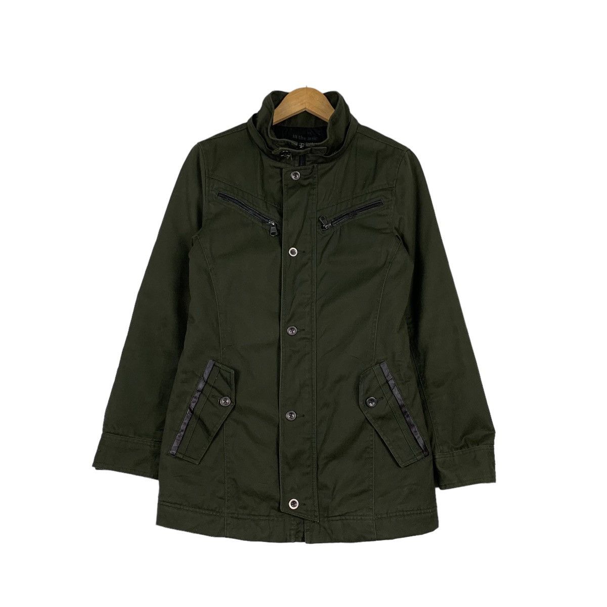IN THE ATTIC Turtleneck Four Pocket Green Jacket #1154-C53
