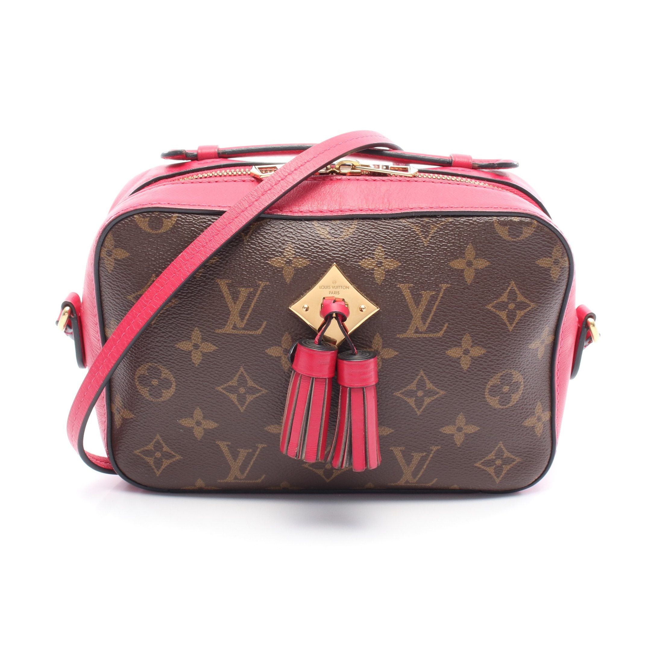 Louis Vuitton Saintonge Monogram Freesia Shoulder Bag Leather Brown Pink Purple, Women's