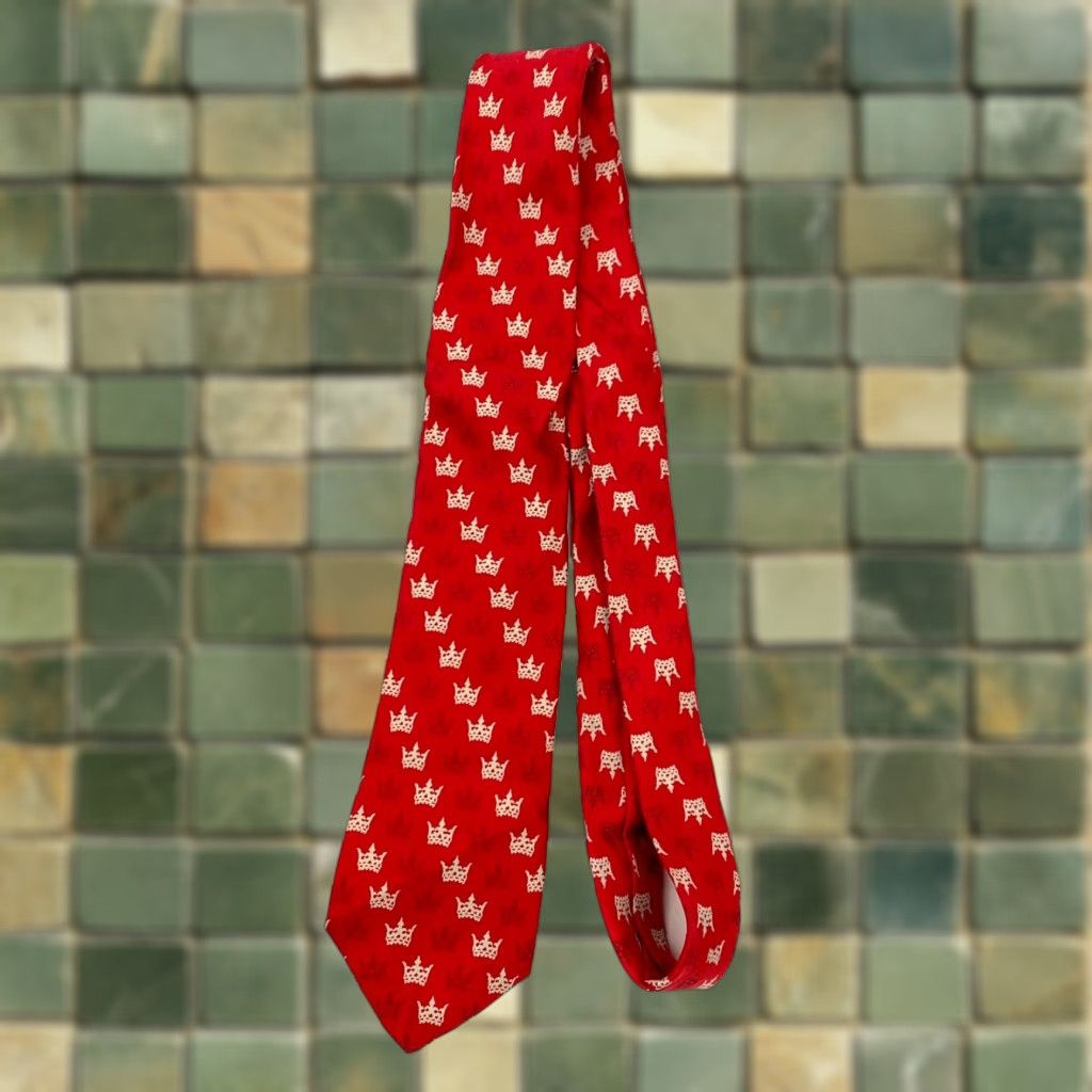 Vintage VINTAGE Crown By Lilly Dache Silk Tie 55 x 2.5" Red White Men Size ONE SIZE - 1 Thumbnail
