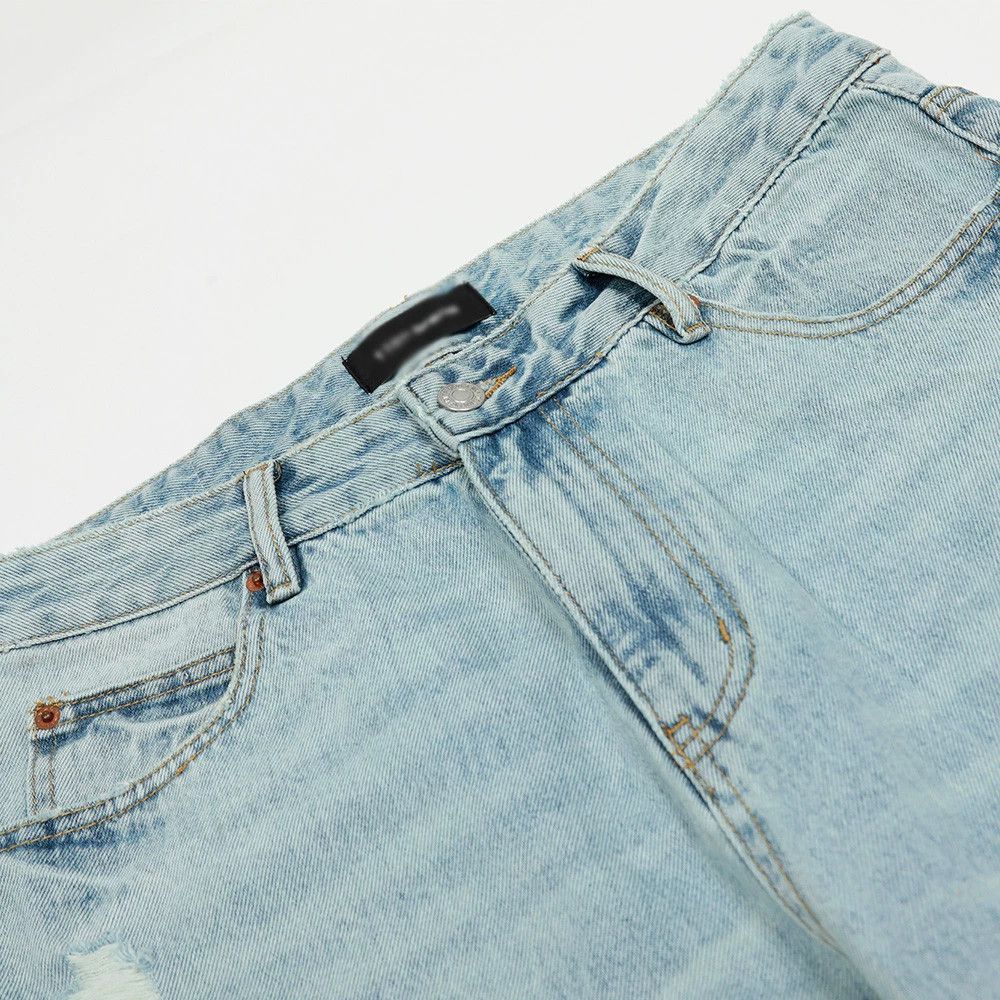 Jean Punk men's loose gradient distressed washed flared jeans Size US 32 / EU 48 - 3 Thumbnail