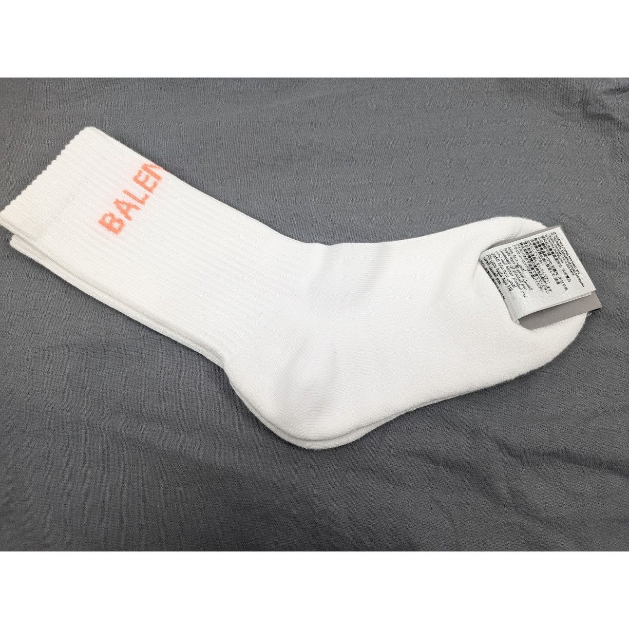 Balenciaga o1rshd1 Size: M / Tennis Cotton Socks in White/Orange Size ONE SIZE - 2 Thumbnail