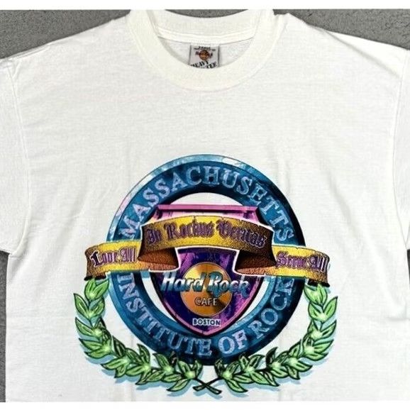 Hard Rock Cafe VINTAGE Hard Rock Shirt Men Large White Massachusetts Graphic Heavy Tee USA Made Size US L / EU 52-54 / 3 - 2 Thumbnail