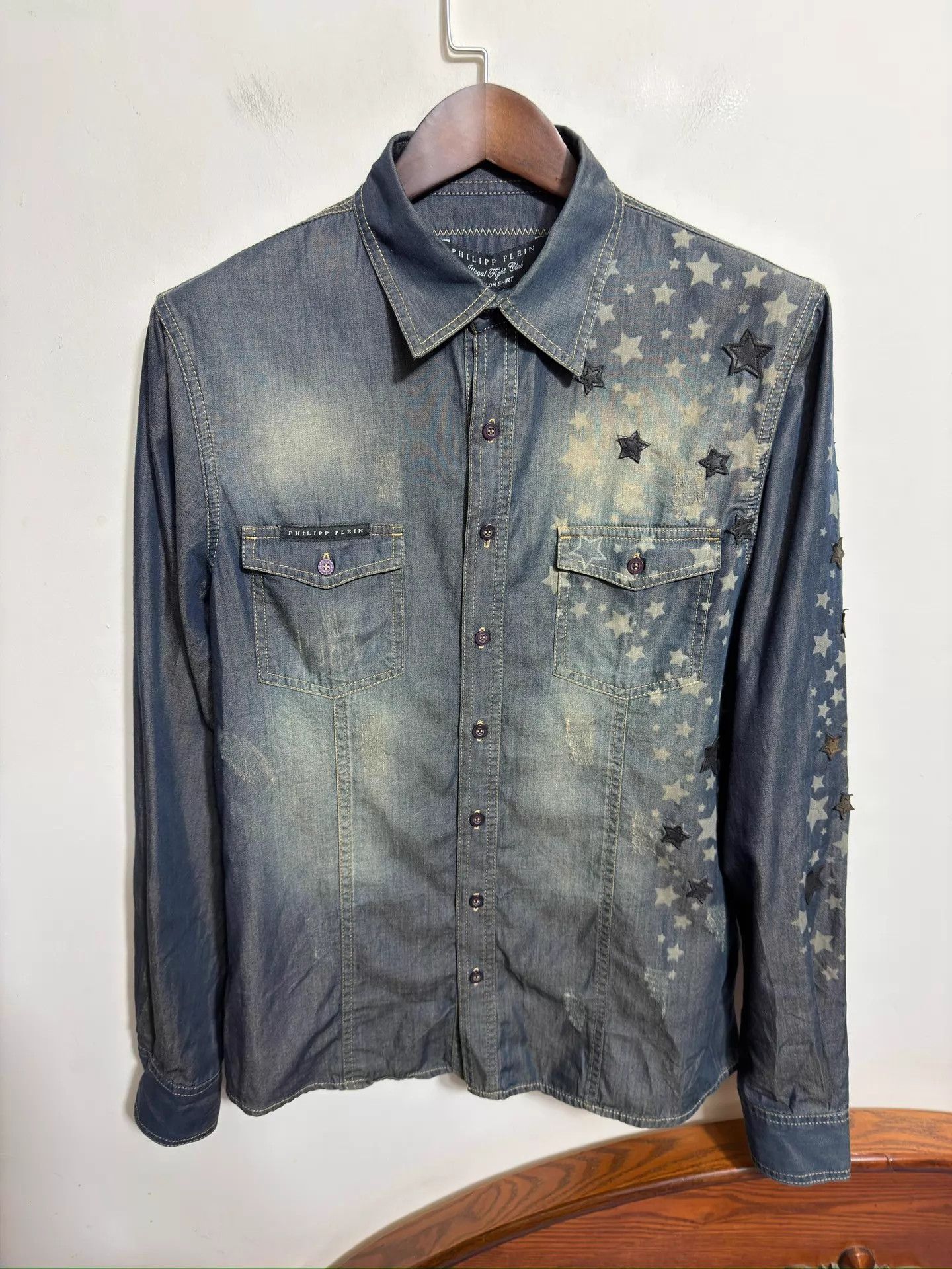 Philipp Plein Philipp Plein Slim Embroidered Denim Shirt L Size US L / EU 52-54 / 3 - 1 Thumbnail