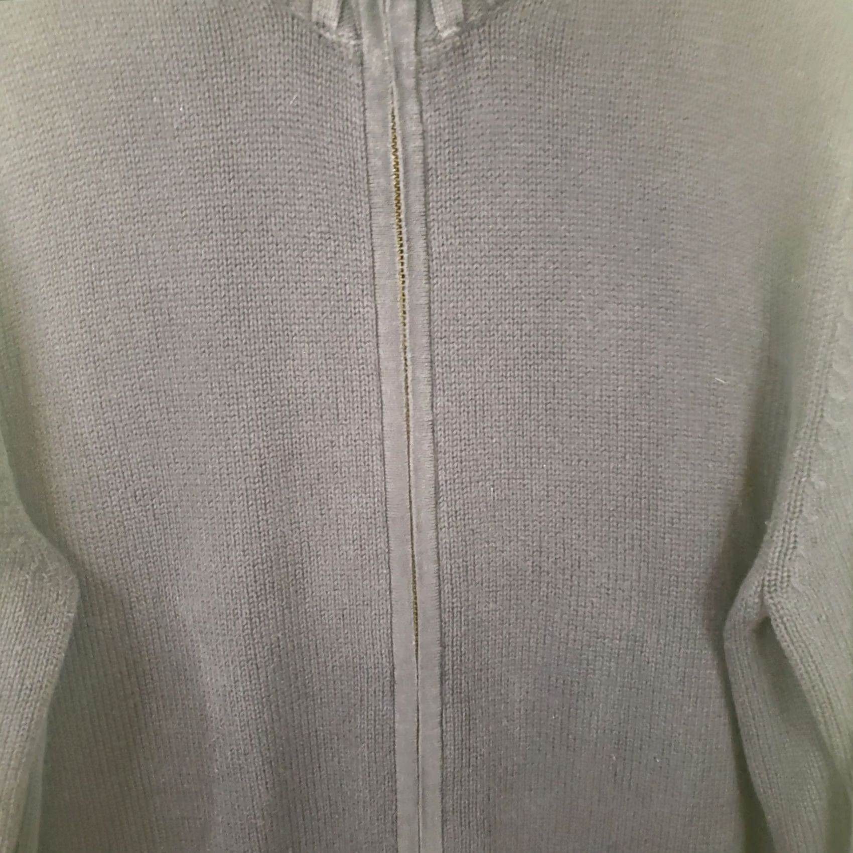 Lands' End Lands' End Women's XL Navy Blue Full Zip Mock neck Knit Sweater Cotton Size XL / US 12-14 / IT 48-50 - 4 Thumbnail