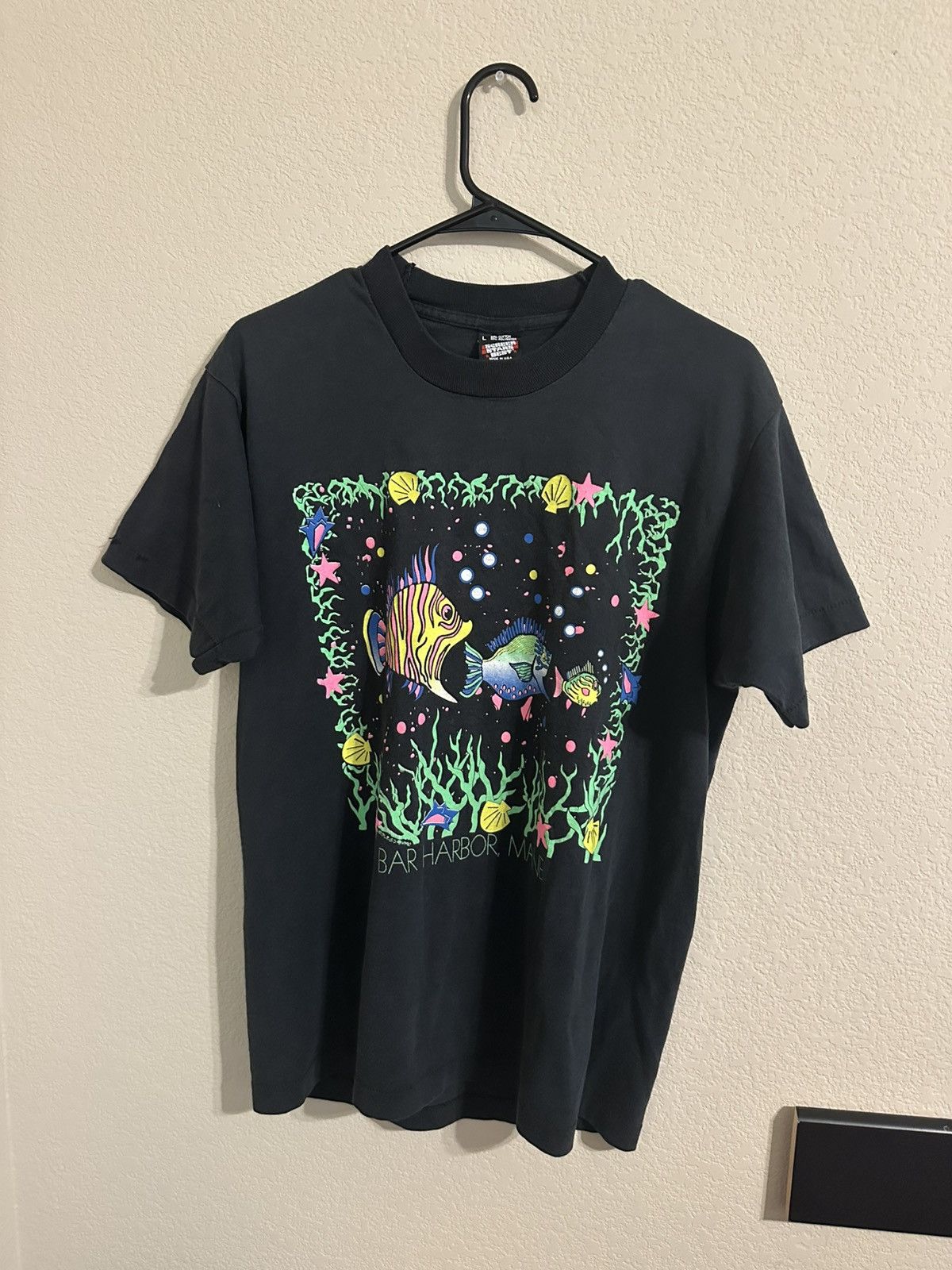 Fruit Of The Loom Vintage Screenstars 90s singlestitch fish bar harbor maine t Size US M / EU 48-50 / 2 - 1 Thumbnail