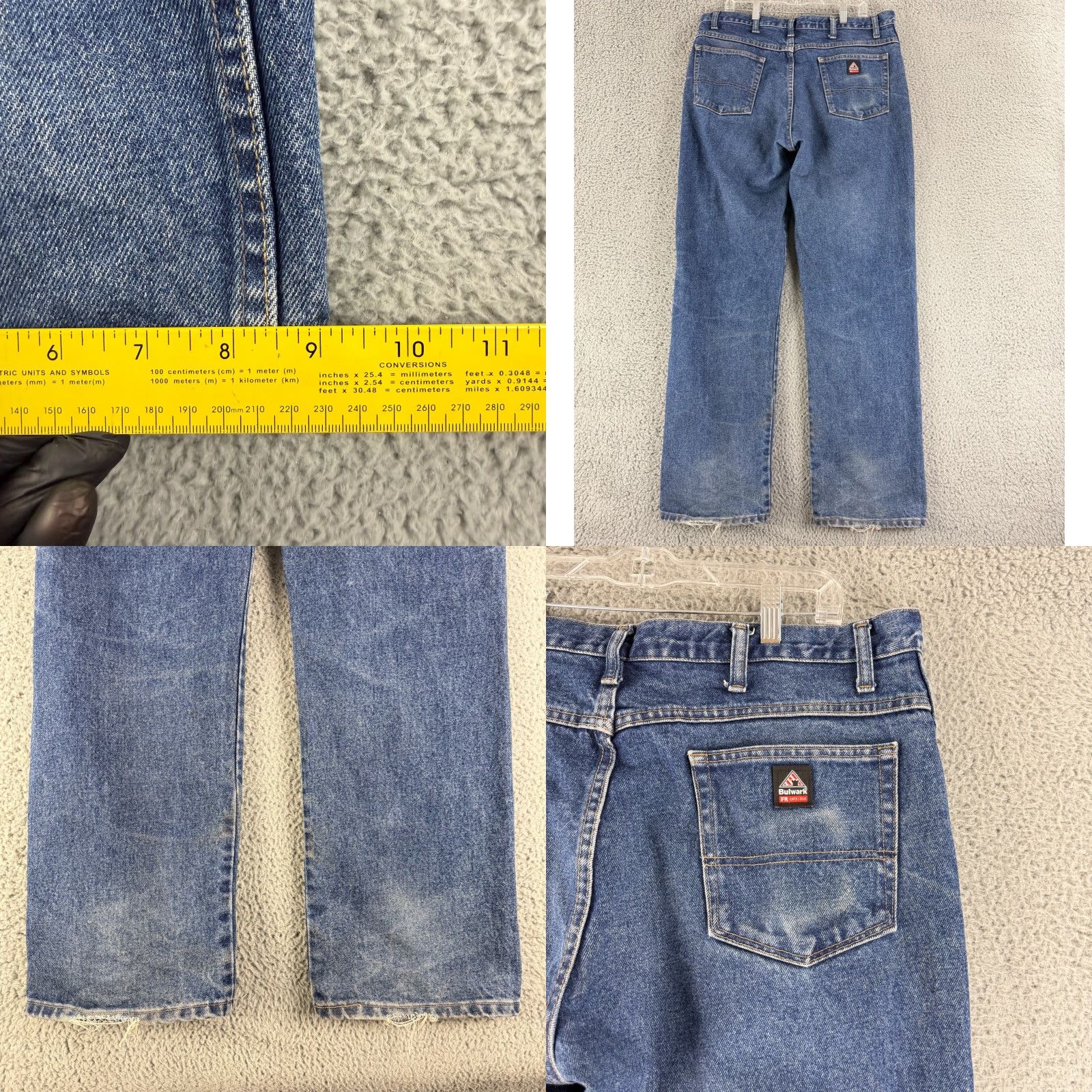 Denime Bulwark Jeans Mens 38 Blue Denim 100% Cotton Straight Leg Workwear Pants Regular Rise USA Logo City Size US 38 / EU 54 - 9 Thumbnail