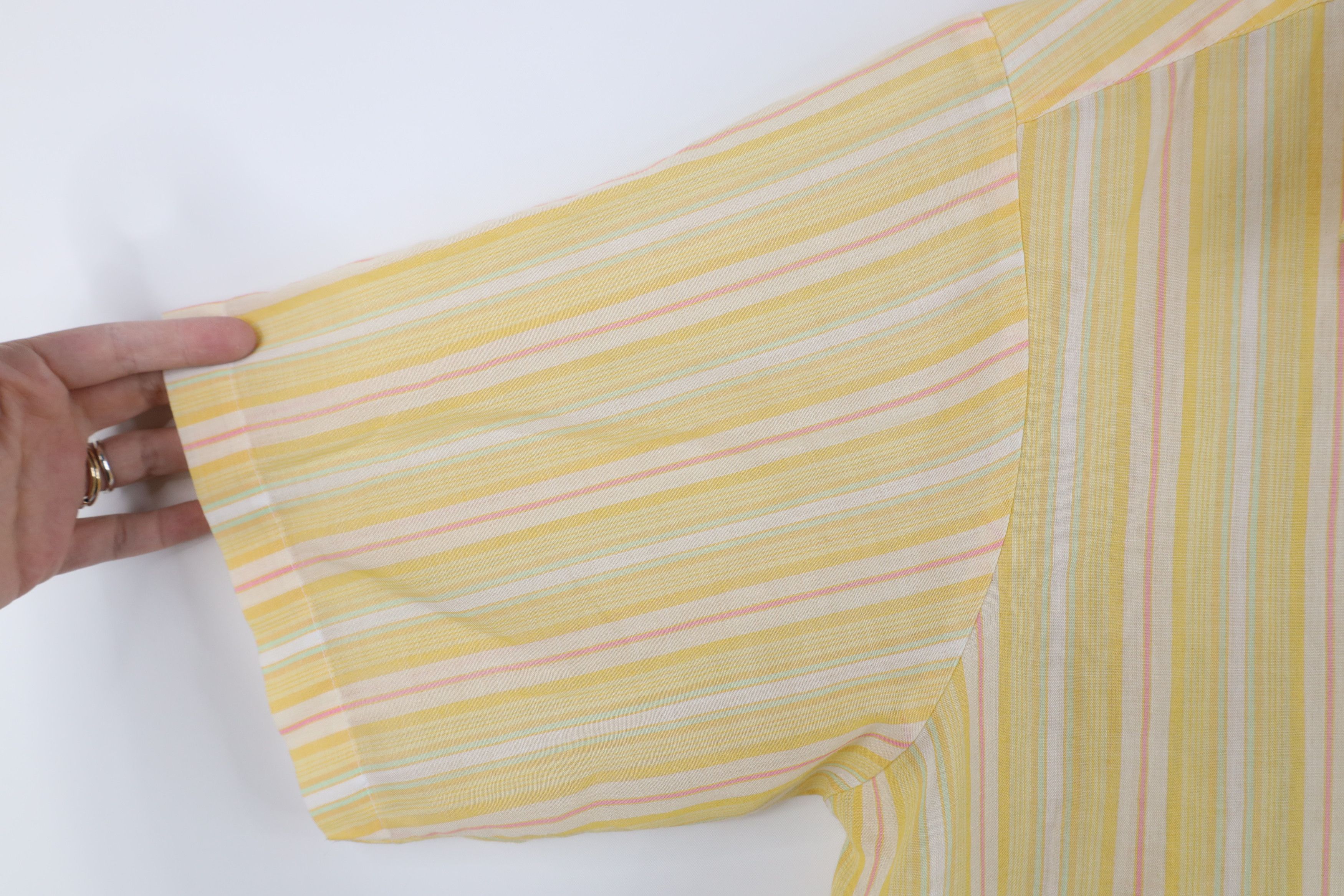 Vintage Vintage 70s Streetwear Sheer Rainbow Striped Button Shirt Size US XL / EU 56 / 4 - 9 Thumbnail