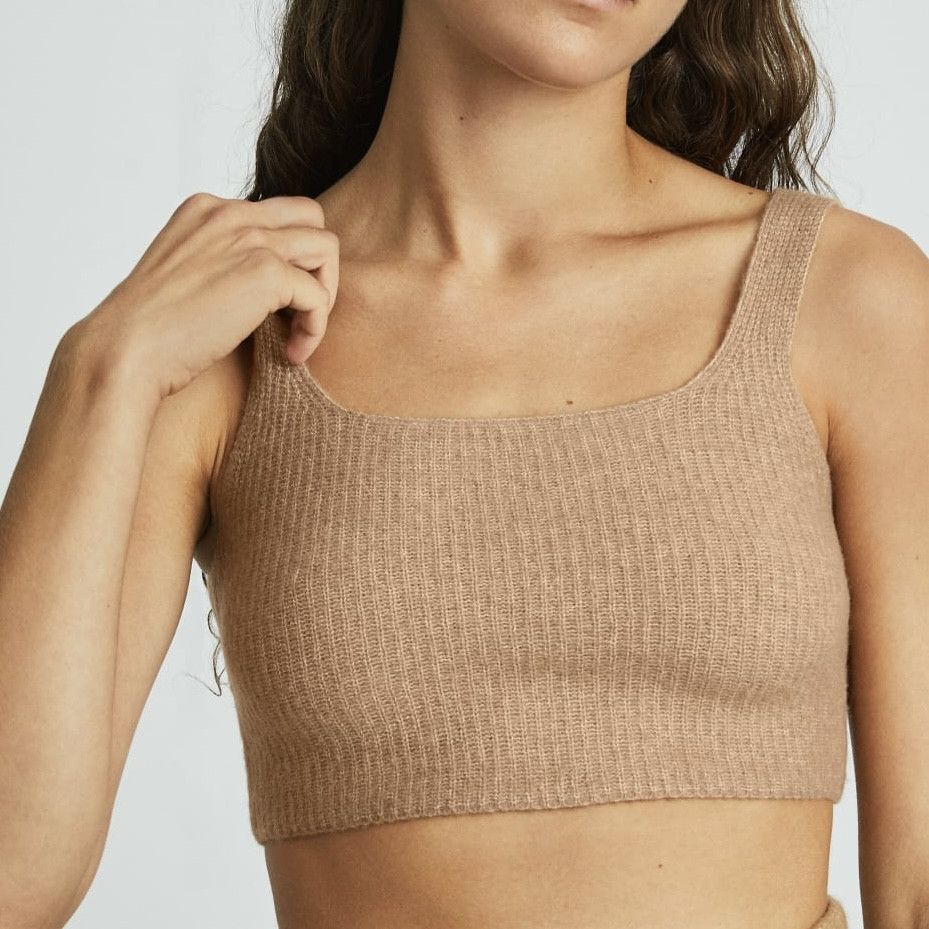 Everlane New Everlane Wool Blend Knit Cozy Cropped Tank Top Camel Size M / US 6-8 / IT 42-44 - 2 Thumbnail
