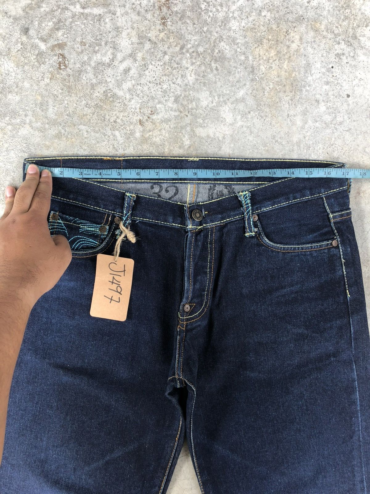 RMC Jeans Red Monkey Company Embroidered Jeans Distressed Size US 33 - 22 Thumbnail